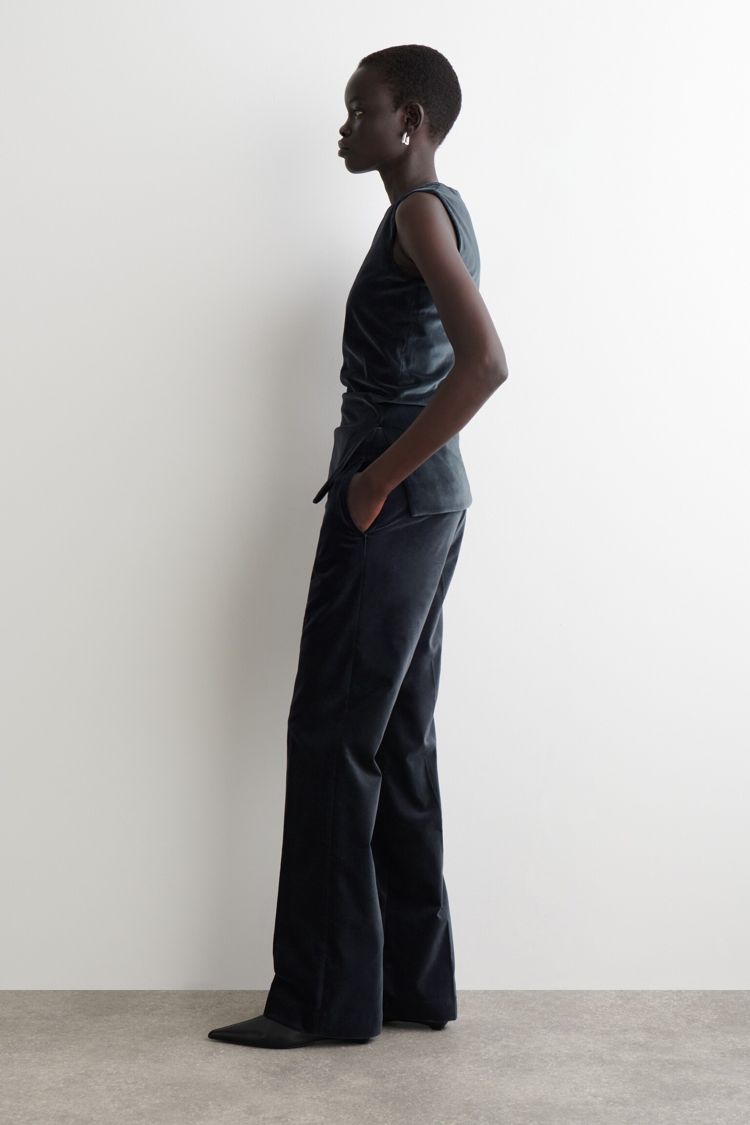 FLUWELEN BROEK MET RECHTE PIJP - MARINEBLAUW - 5
