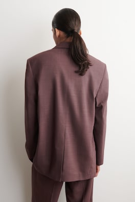 SHAWL-COLLAR WOOL BLAZER — MAHOGANY 4