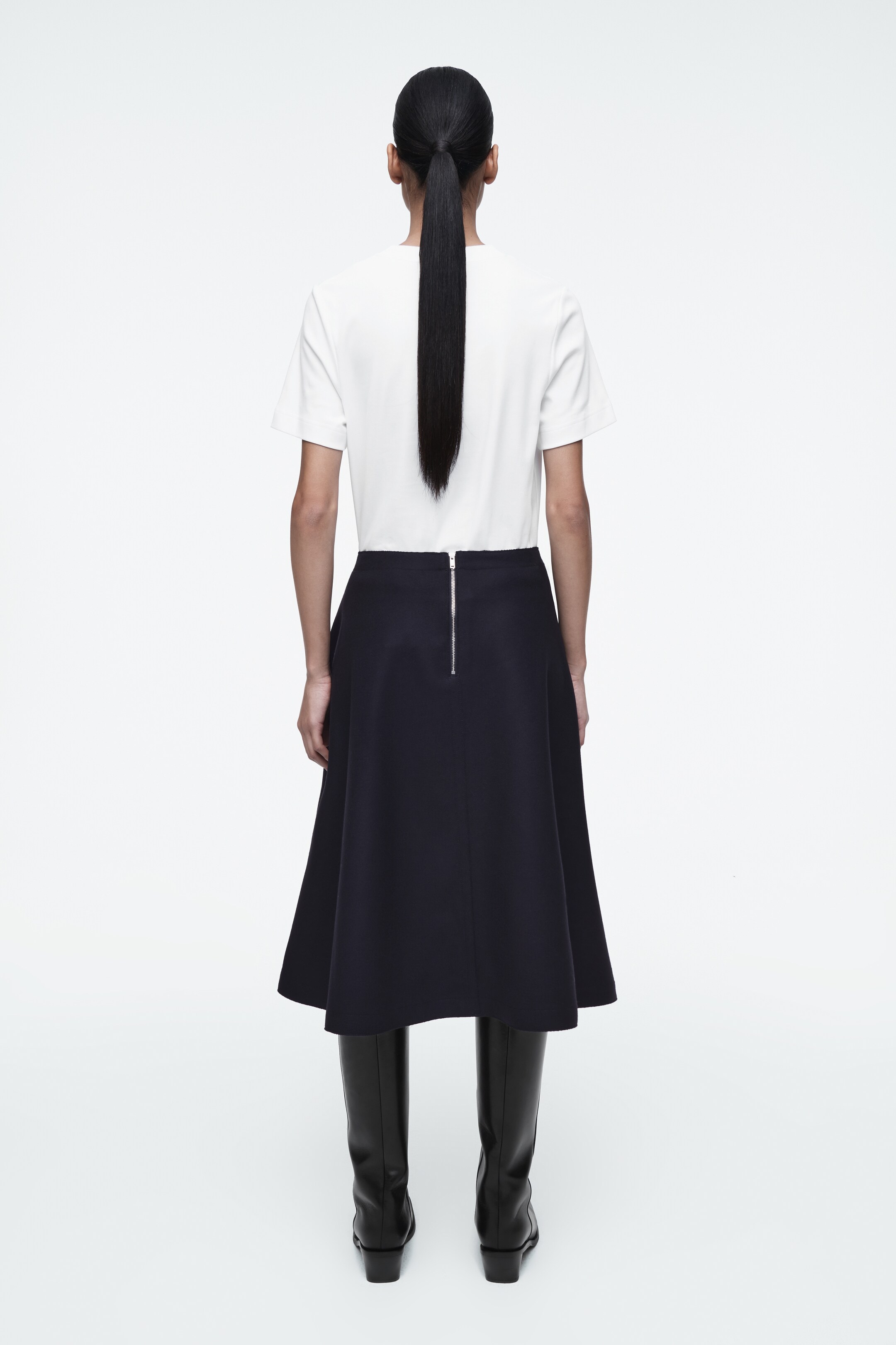 View larger image: PANELLED WOOL MIDI SKIRT - NAVY - Ladies | H&M GB 3