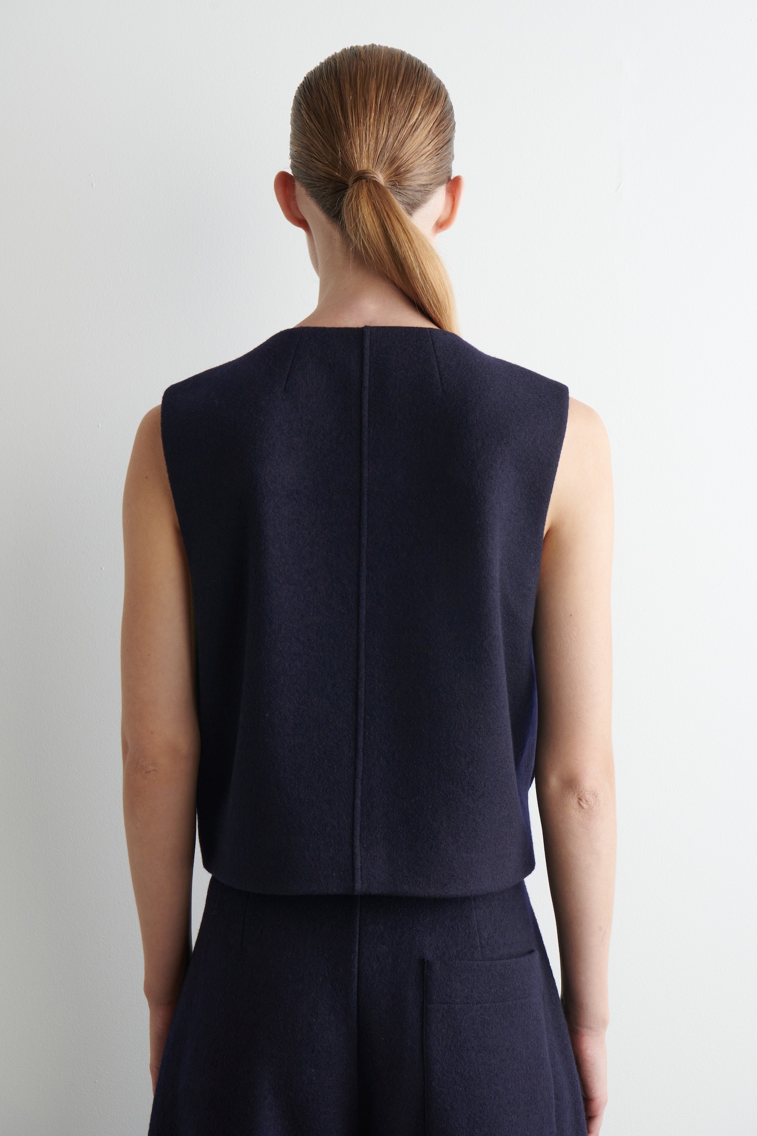 GILET EN MAILLE DE LAINE MÉRINOS BOUILLIE - BLEU MARINE - 4