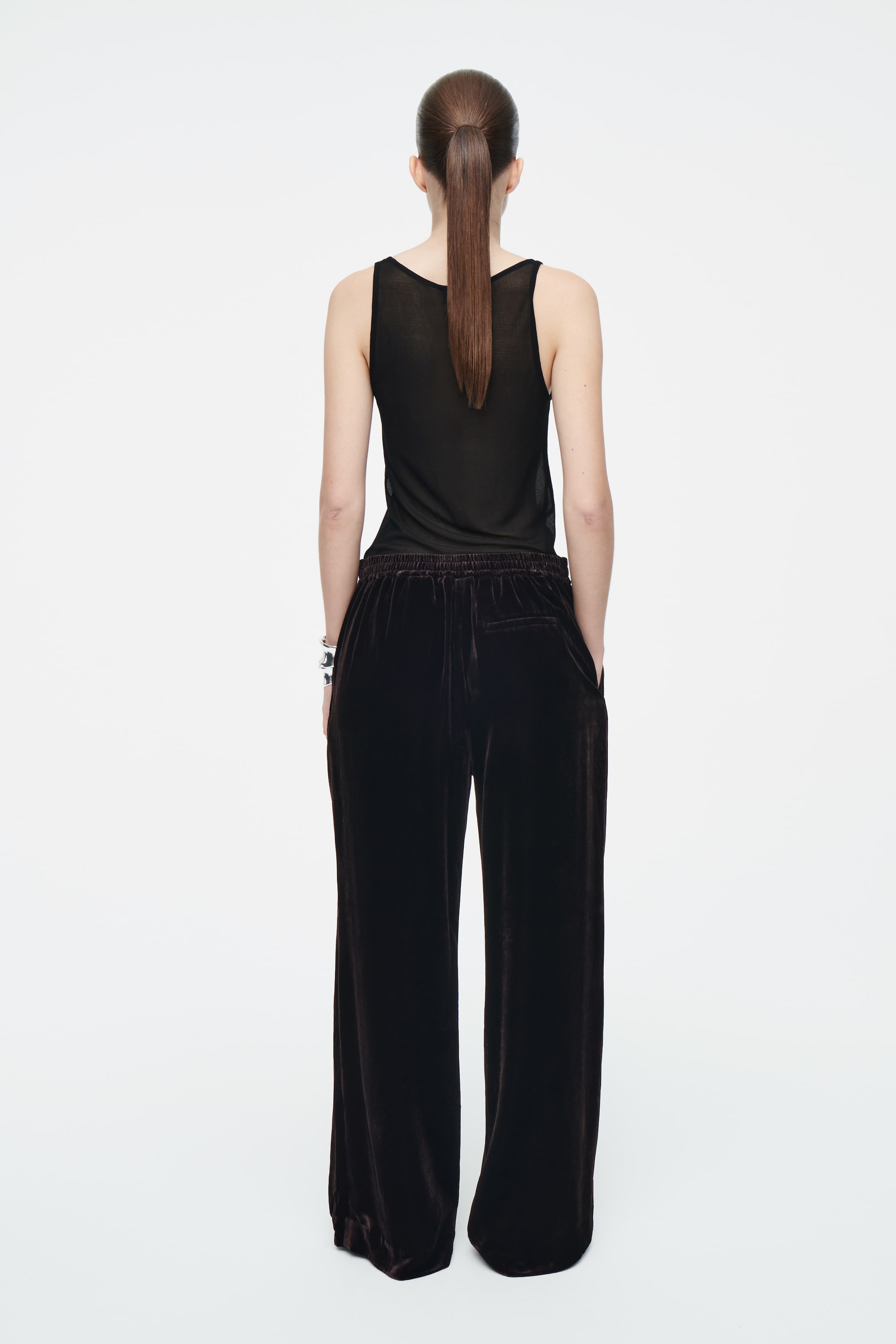 Größeres Bild ansehen: HOSE AUS SAMT AUS SEIDEN-MIX - MAHAGONI - Ladies | H&M DE 4
