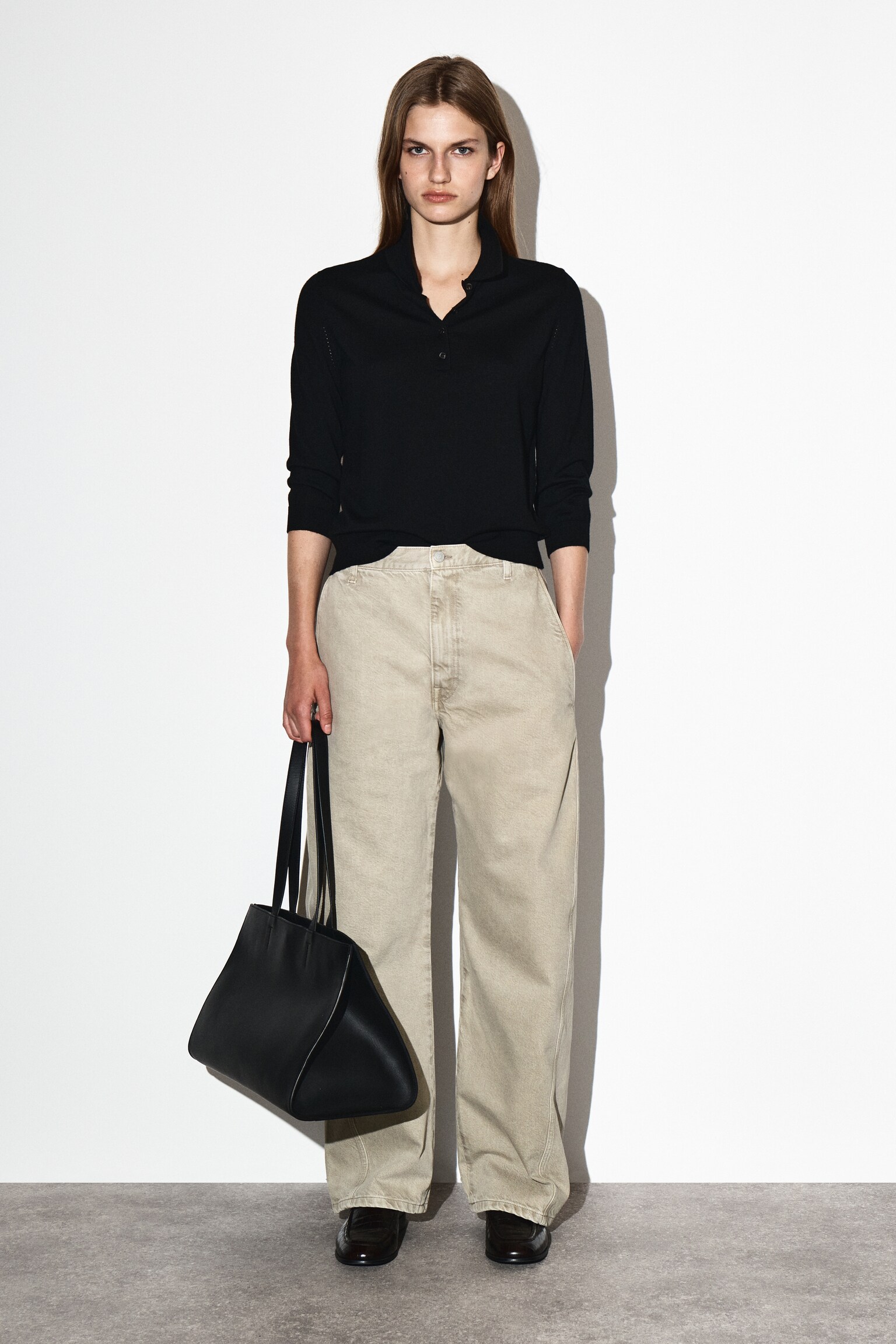 PANTALONI BARREL IN DENIM - GRIGIO-BEIGE