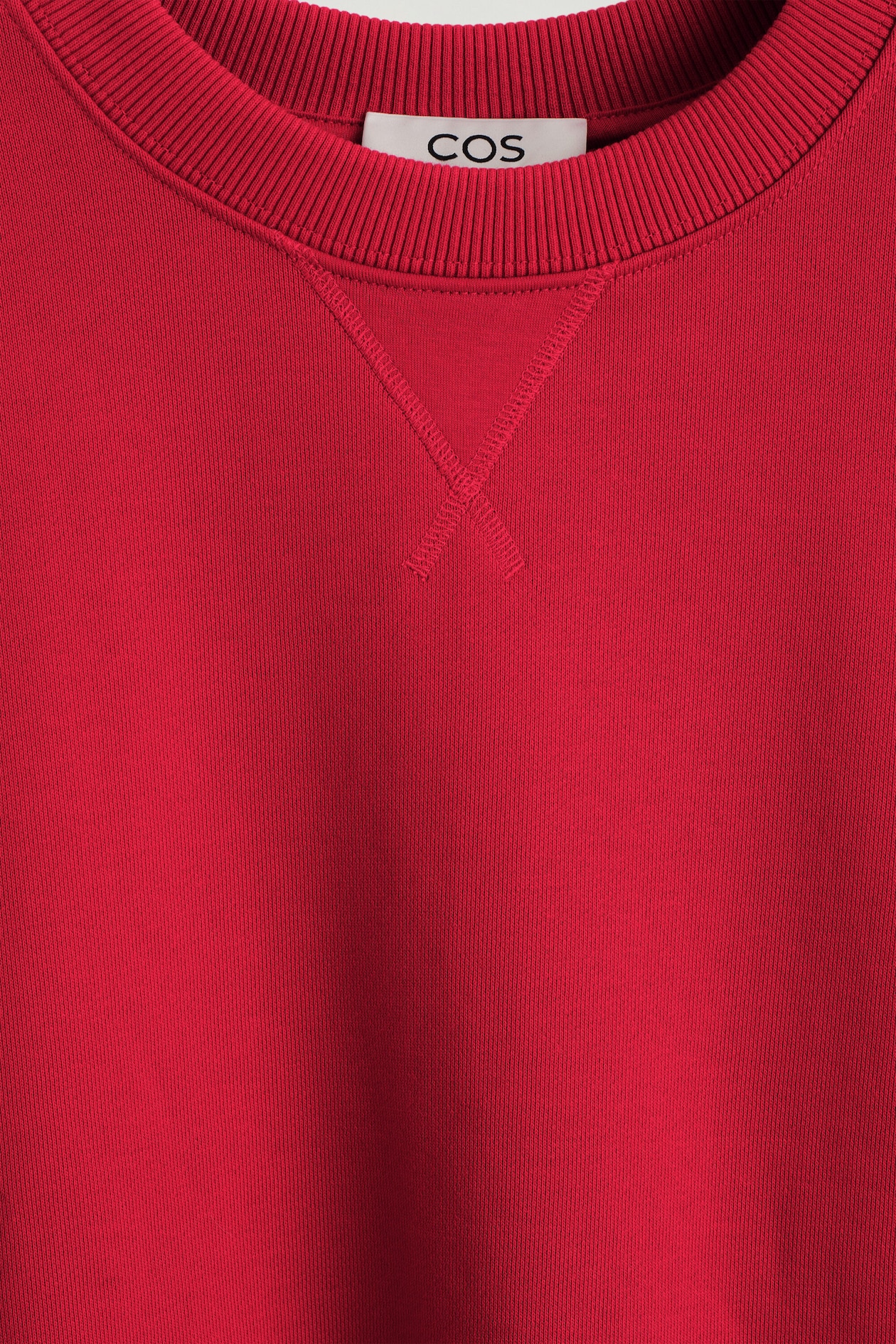 ROUNDED COTTON CREW-NECK SWEATSHIRT — RED