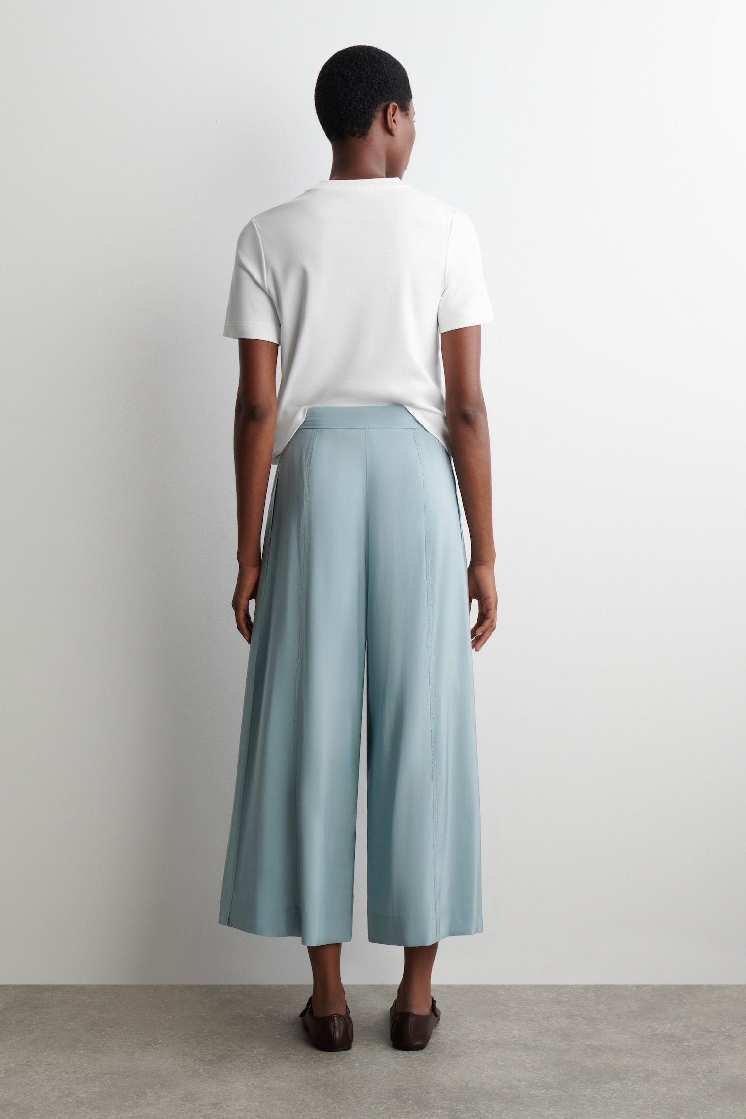 PANTALONI CULOTTE PLISSÉ FLUIDI - BLU/BEIGE - 5