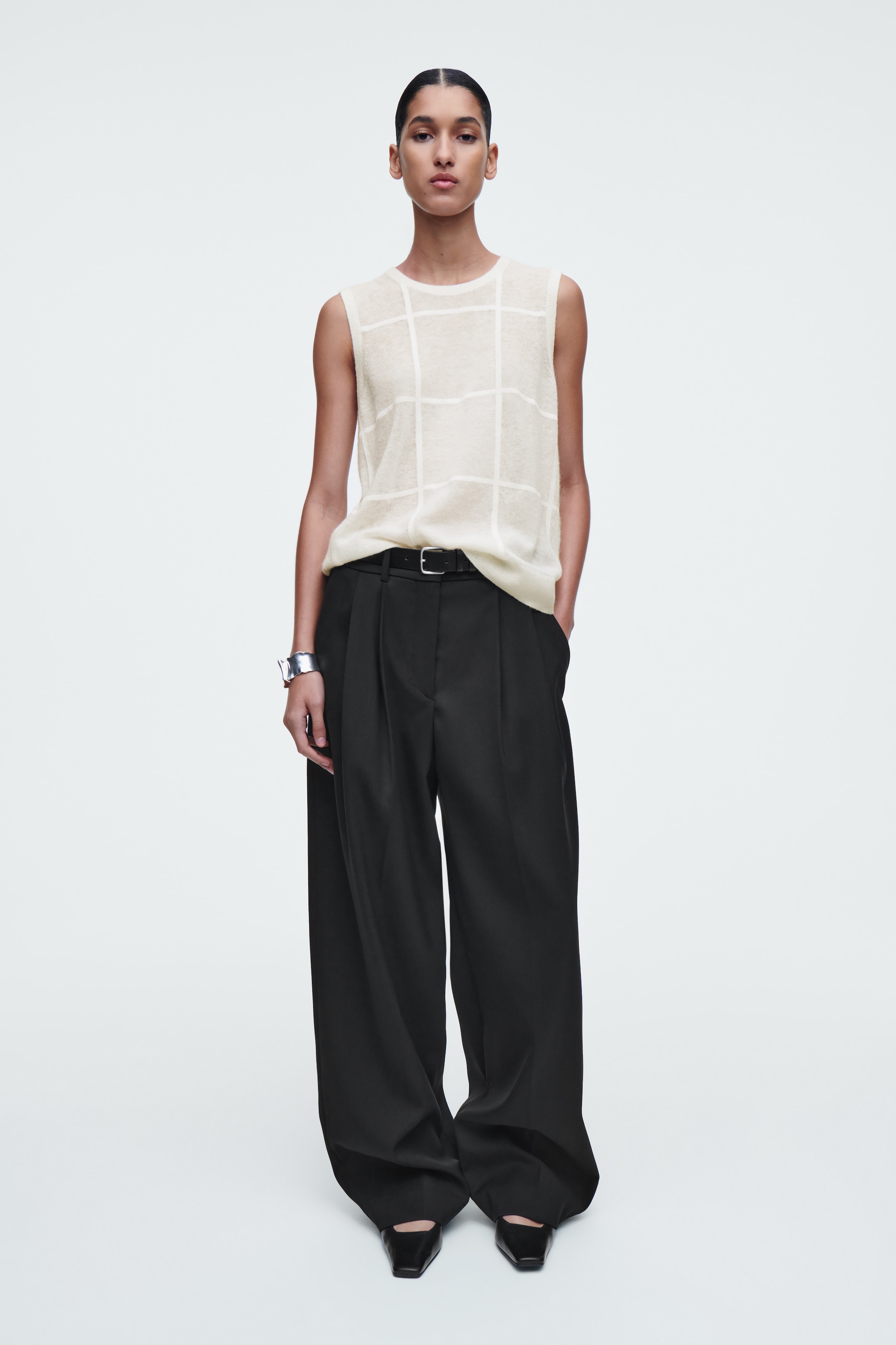 Ingrandisci l'immagine: WINDOWPANE-CHECK VEST - IVORY - DONNA | H&M CH 2