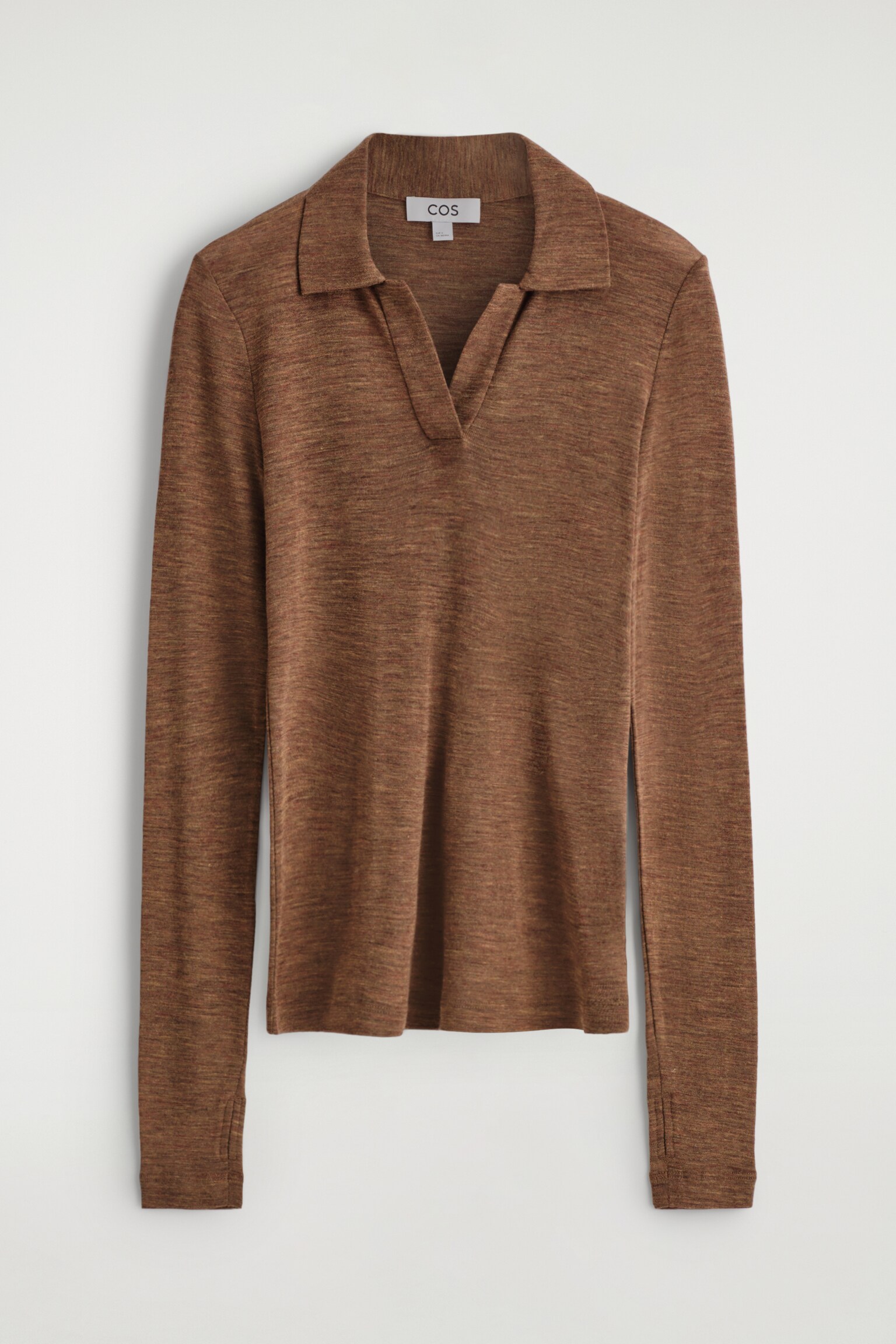 MERINO WOOL POLO SHIRT - BROWN MÉLANGE/BURGUNDY MÉLANGE/BLACK - 2
