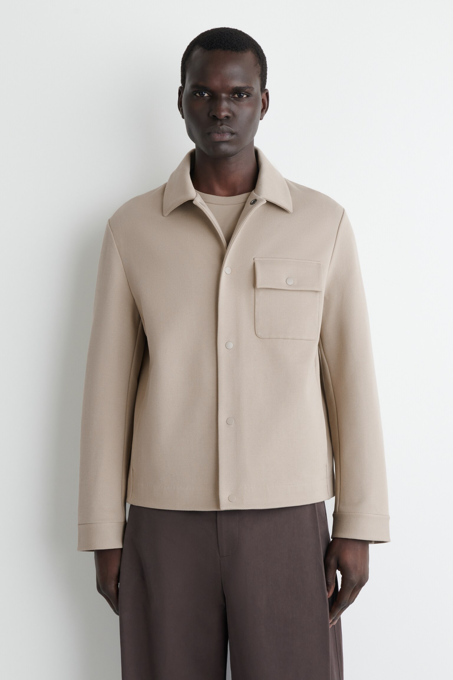 SURCHEMISE EN JERSEY-SERGÉ - TAUPE/BLEU MARINE/NOIR - 5