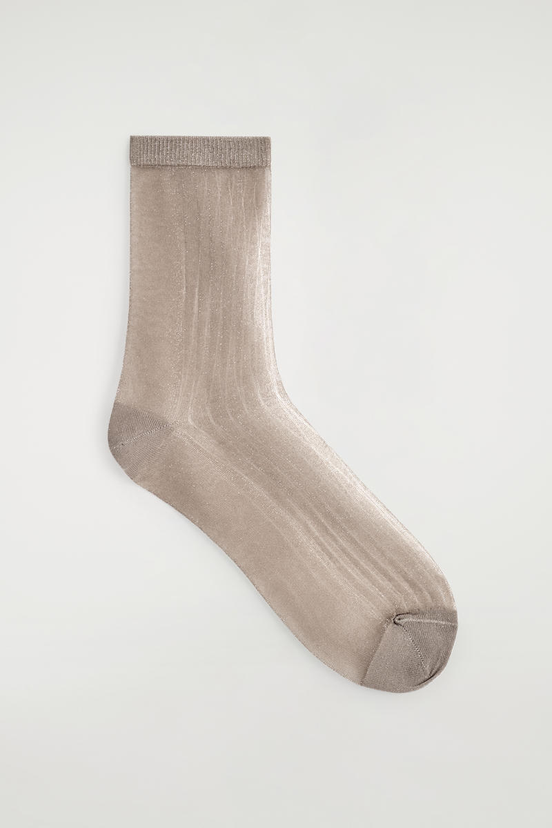 Cos Ribbed Sheer Socks In Sand