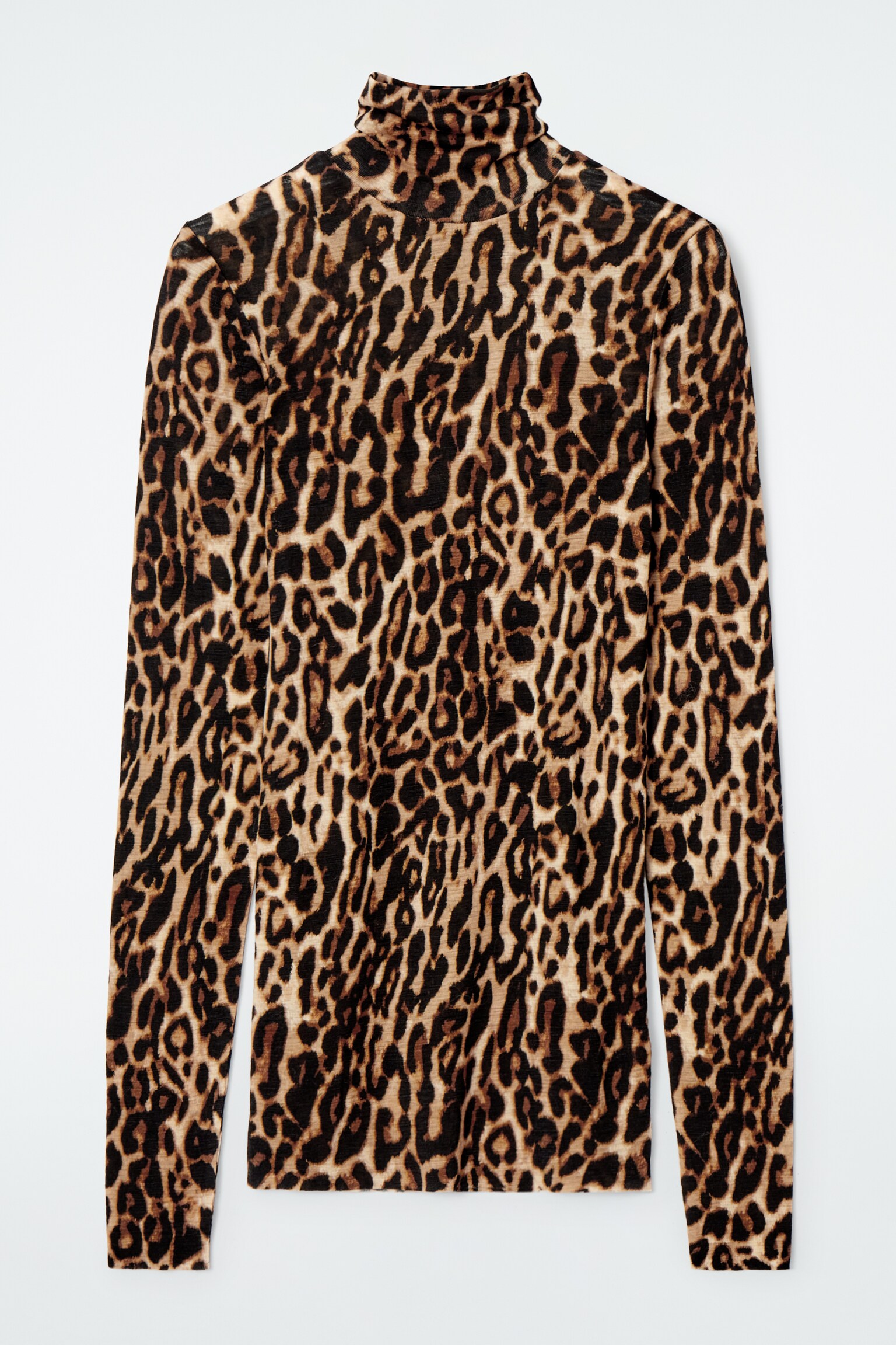 MERINO WOOL TURTLENECK TOP - LEOPARD/DARK BROWN/ORANGE/BRIGHT BLUE/RED/BLACK/APRICOT/GREY / ARGYLE/WHITE