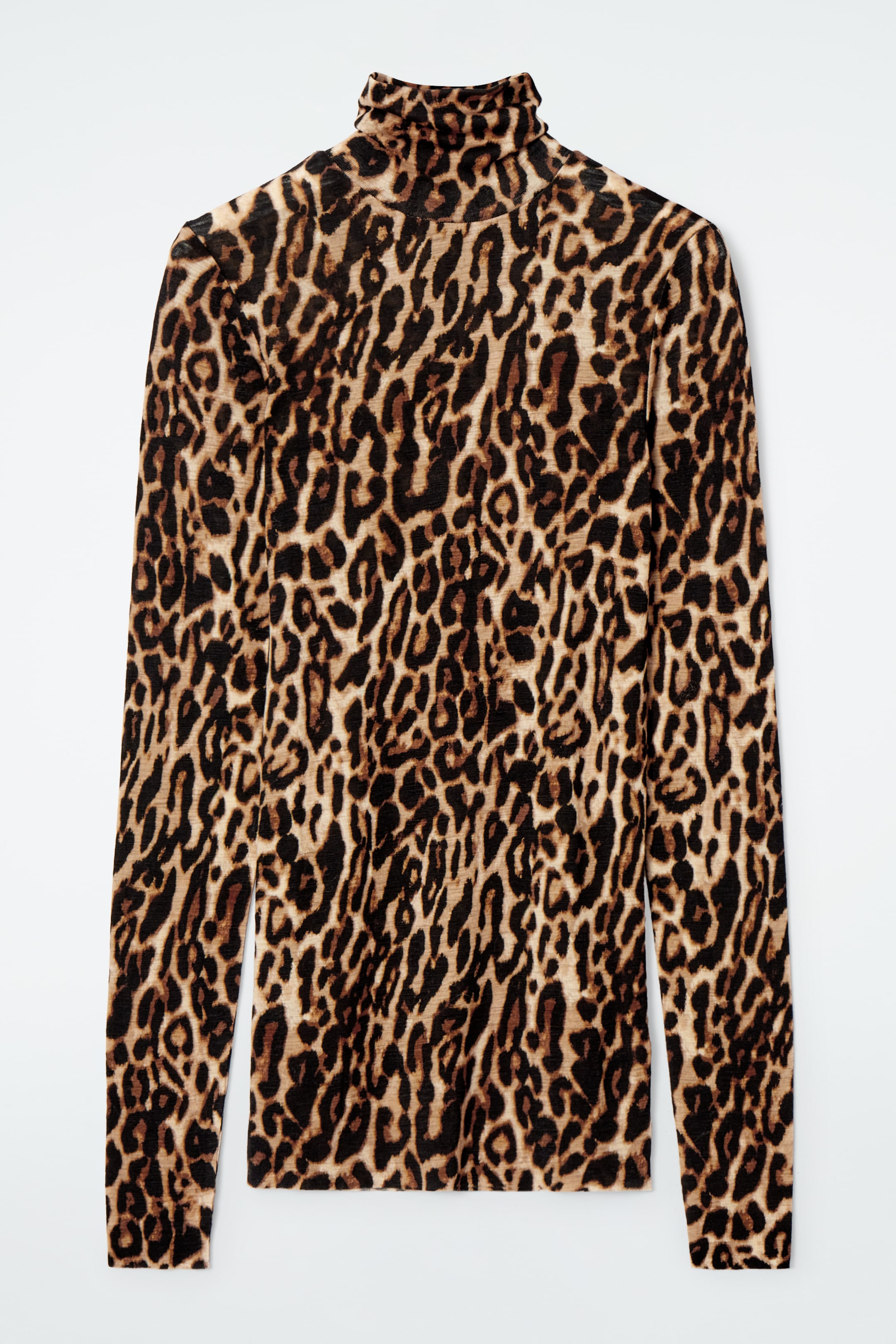 Größeres Bild ansehen: ROLLKRAGENOBERTEIL AUS MERINOWOLLE - LEOPARDENMUSTER - Ladies | H&M DE 1