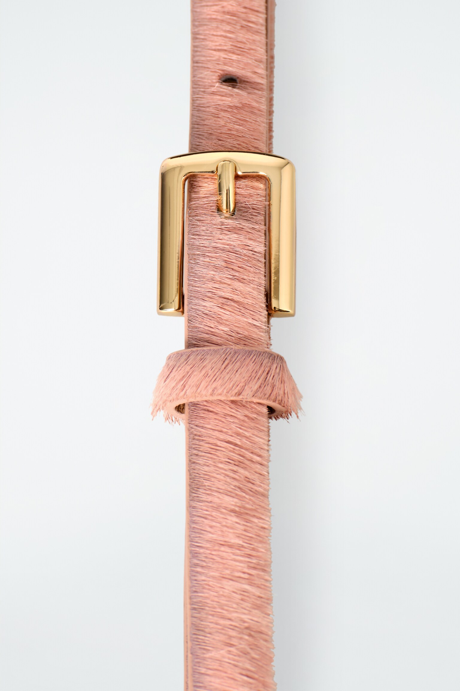 CEINTURE FINE EN CUIR FAÇON POILS DE PONEY - ROSE - 4