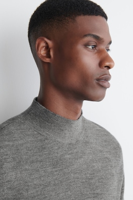 WOOL MOCK-NECK SWEATER — GRAY 3