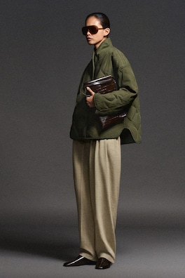 SHAWL-COLLAR QUILTED JACKET — KHAKI 8