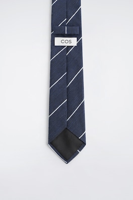 STRIPED SILK TIE — NAVY / STRIPED 3
