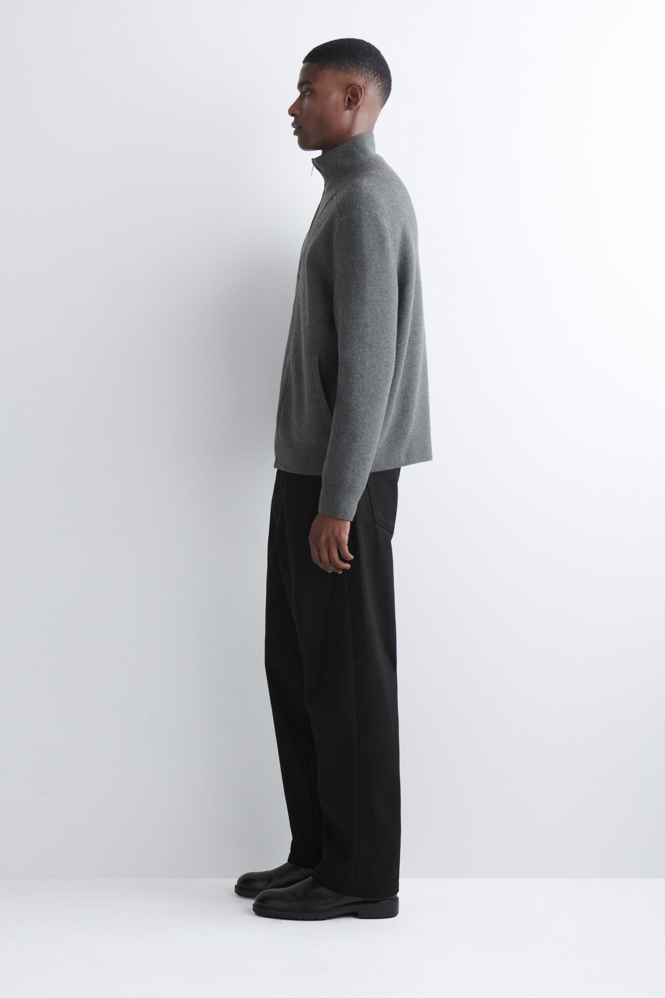 MERINO WOOL ZIP-UP TRACK JACKET - GREY | COS CH