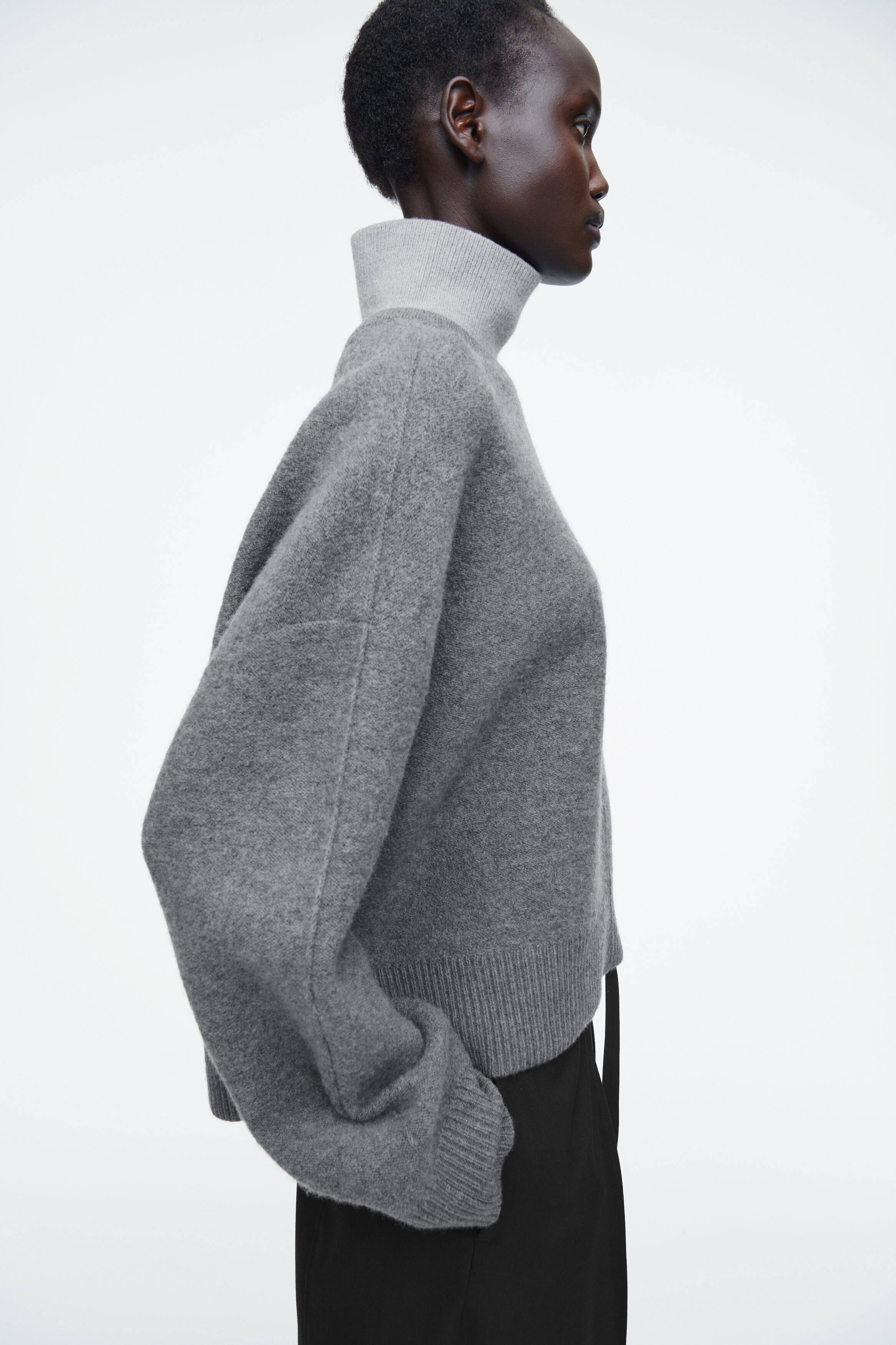 COLOR-BLOCK LAYERED WOOL SWEATER - GRAY | COS