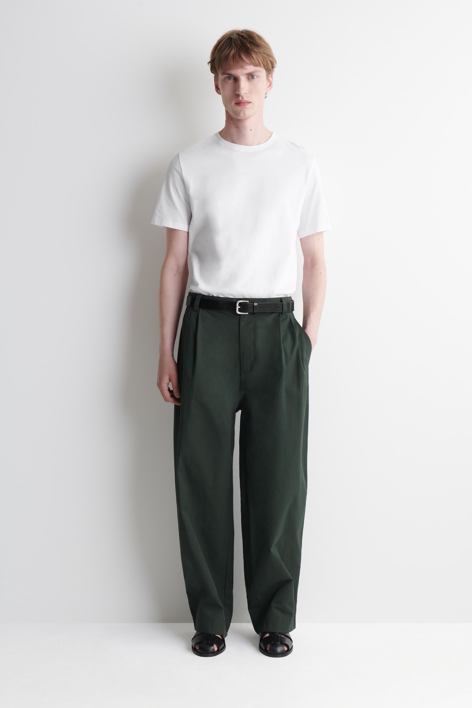 PANTALON BARREL WORKWEAR DÉCONTRACTÉ EN COTON - VERT FONCÉ/BRUN/SABLE - 1