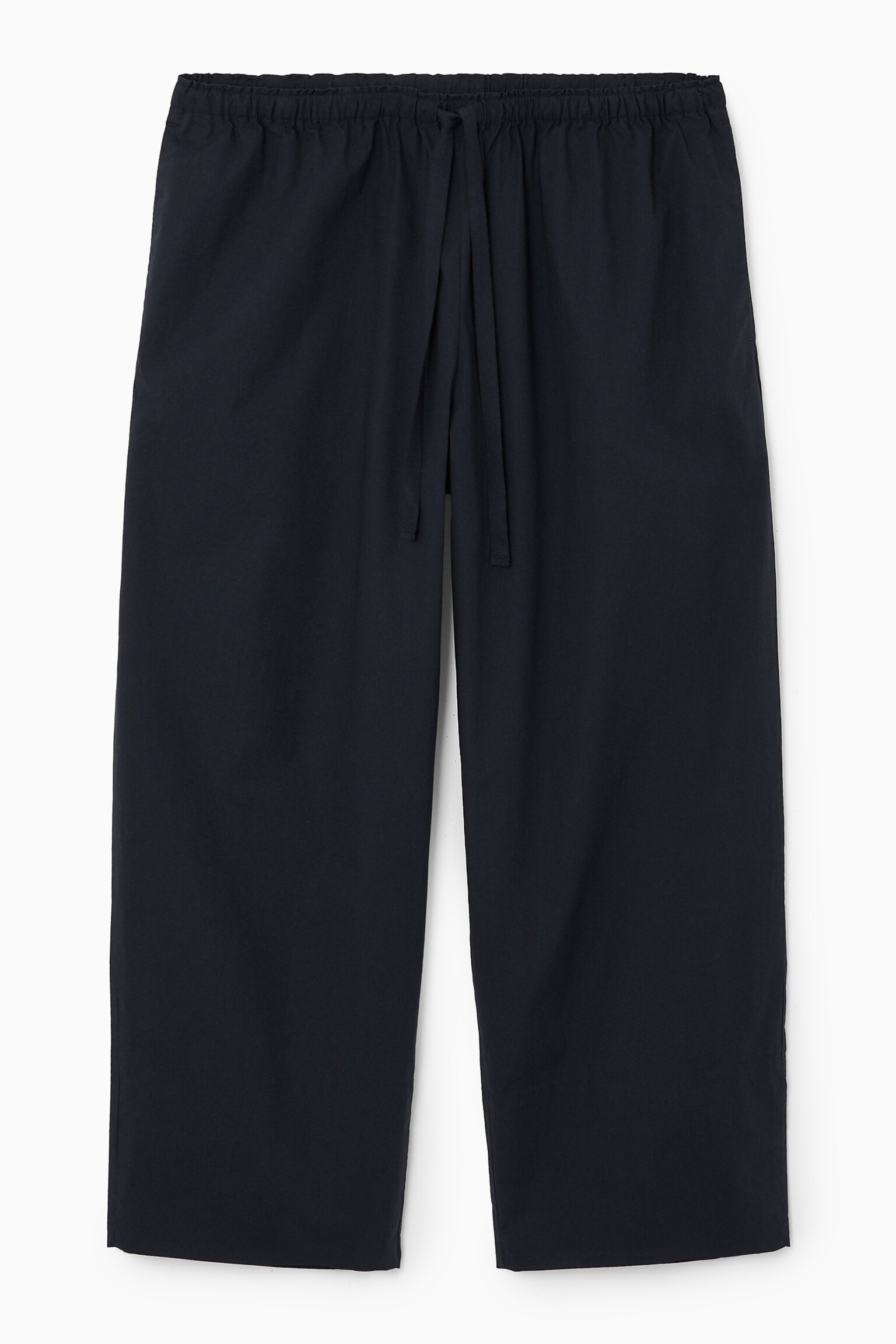 TAPERED DRAWSTRING COTTON TROUSERS - NAVY BLUE - 1