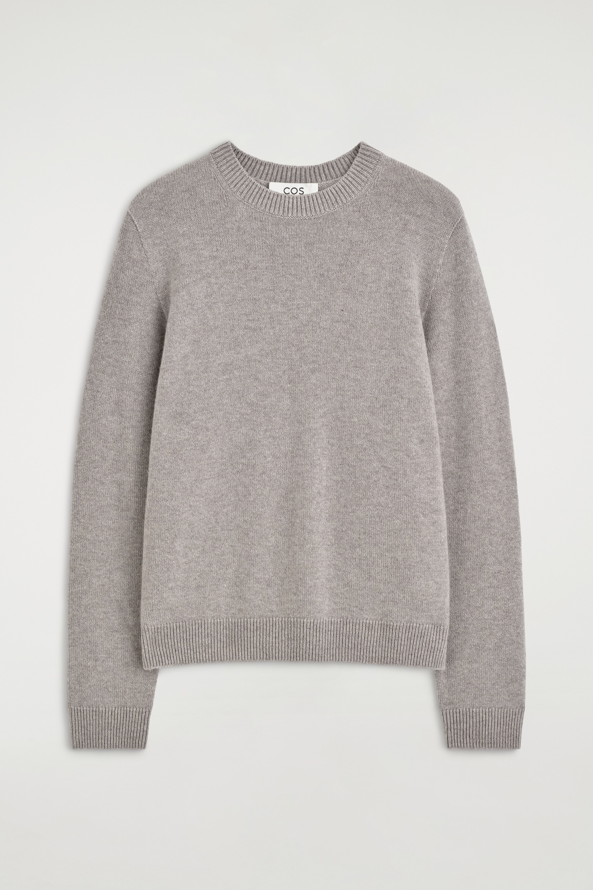 CASHMERE CREW-NECK JUMPER - LIGHT GREY/NAVY