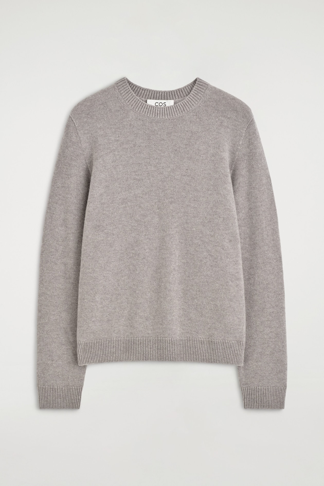 PURE CASHMERE CREW-NECK SWEATER — LIGHT GRAY