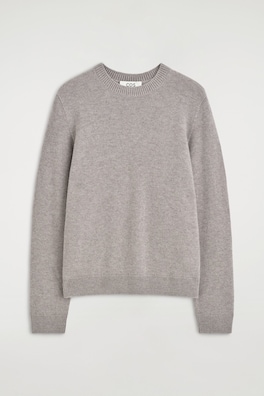 PURE CASHMERE CREW-NECK SWEATER — LIGHT GRAY 8