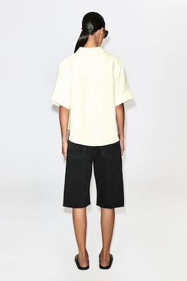 OVERSIZED SHORT-SLEEVED LINEN SHIRT — YELLOW 5