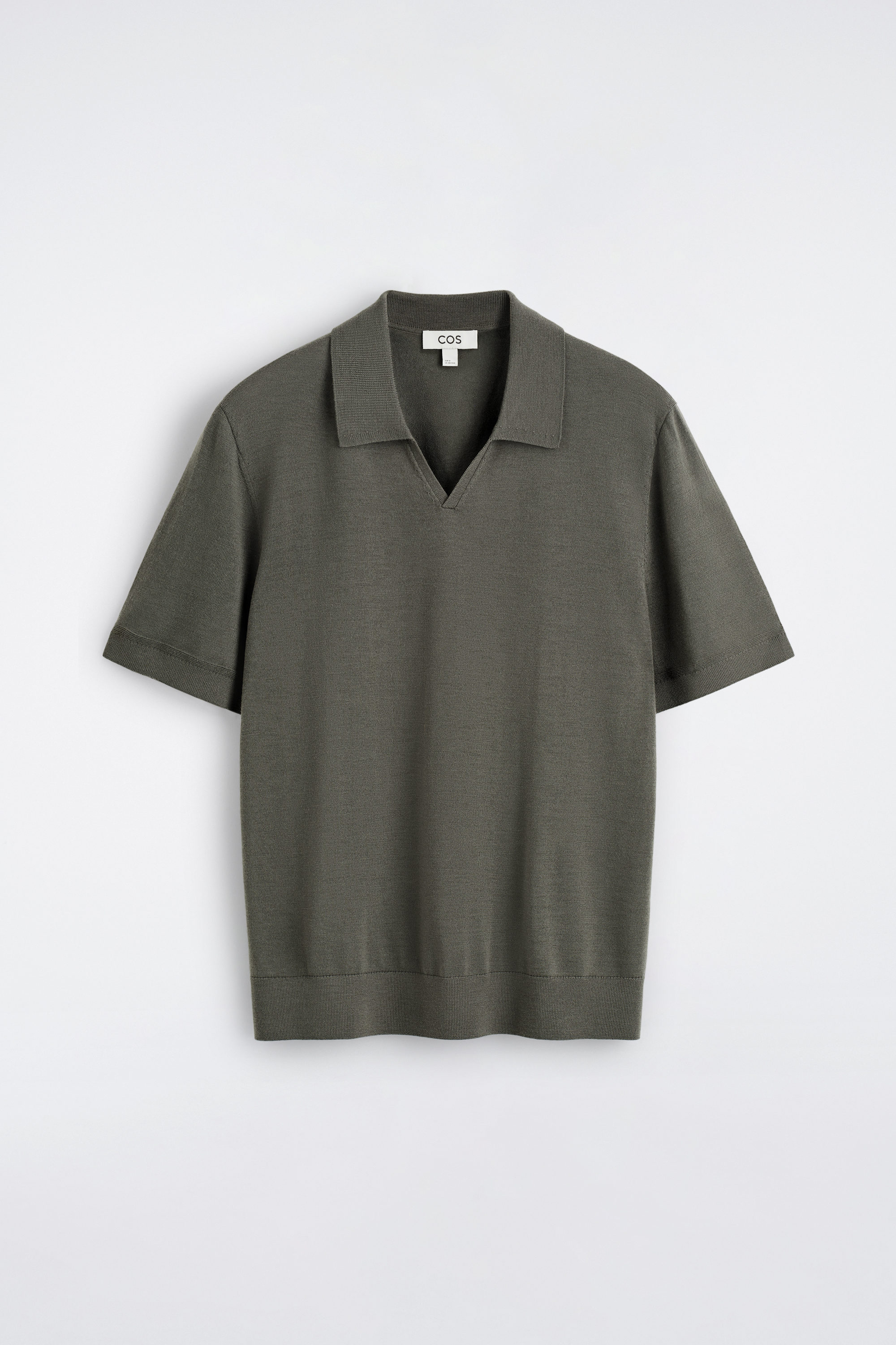 OPEN-COLLAR MERINO WOOL POLO SHIRT - KHAKI | COS US