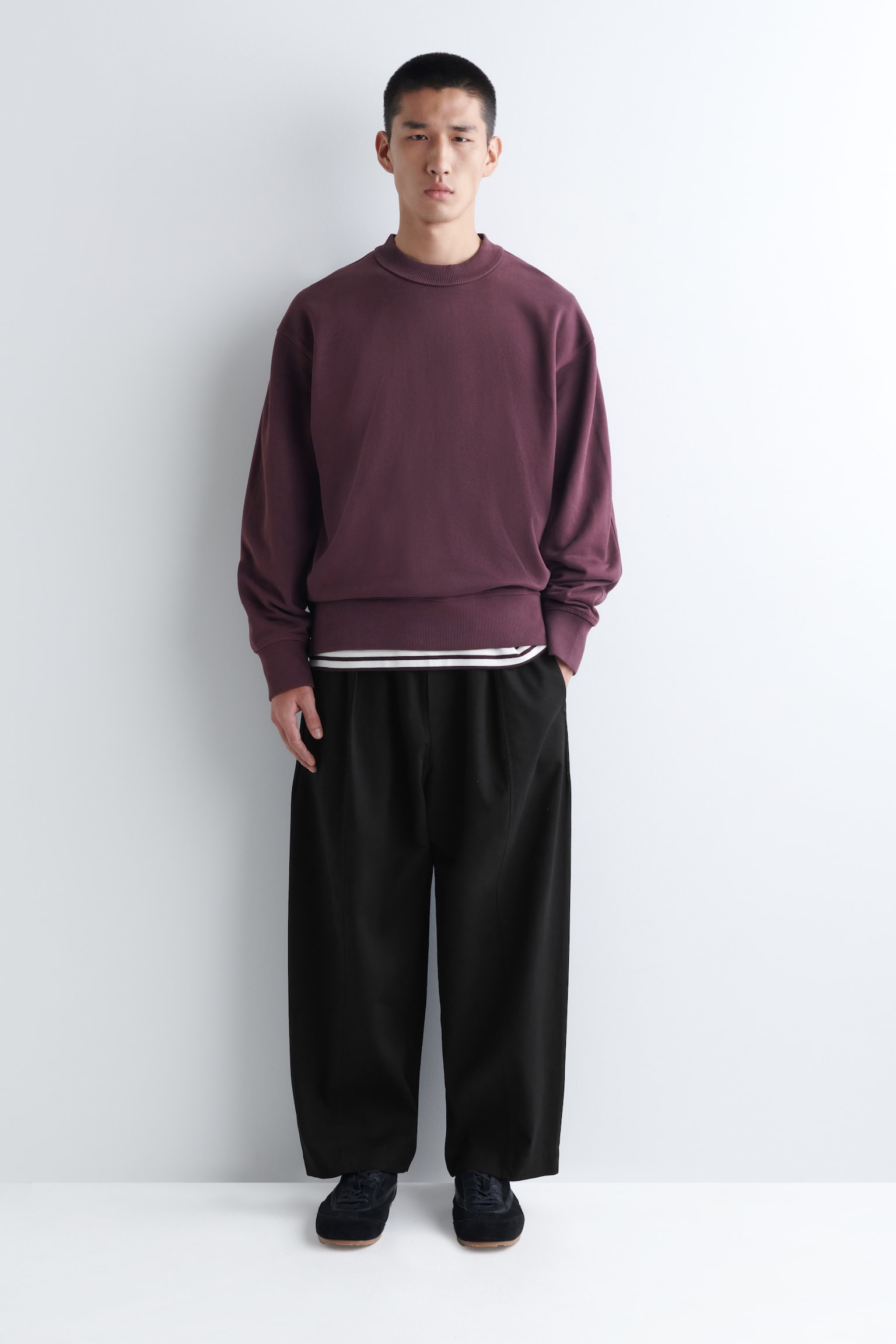 FELPA IN COTONE LAVATO DAL TAGLIO RILASSATO - BORDEAUX LAVATO/BORDEAUX LAVATO/BLU NAVY LAVATO/VERDE/NERO LAVATO/ROSA/BLU - 5