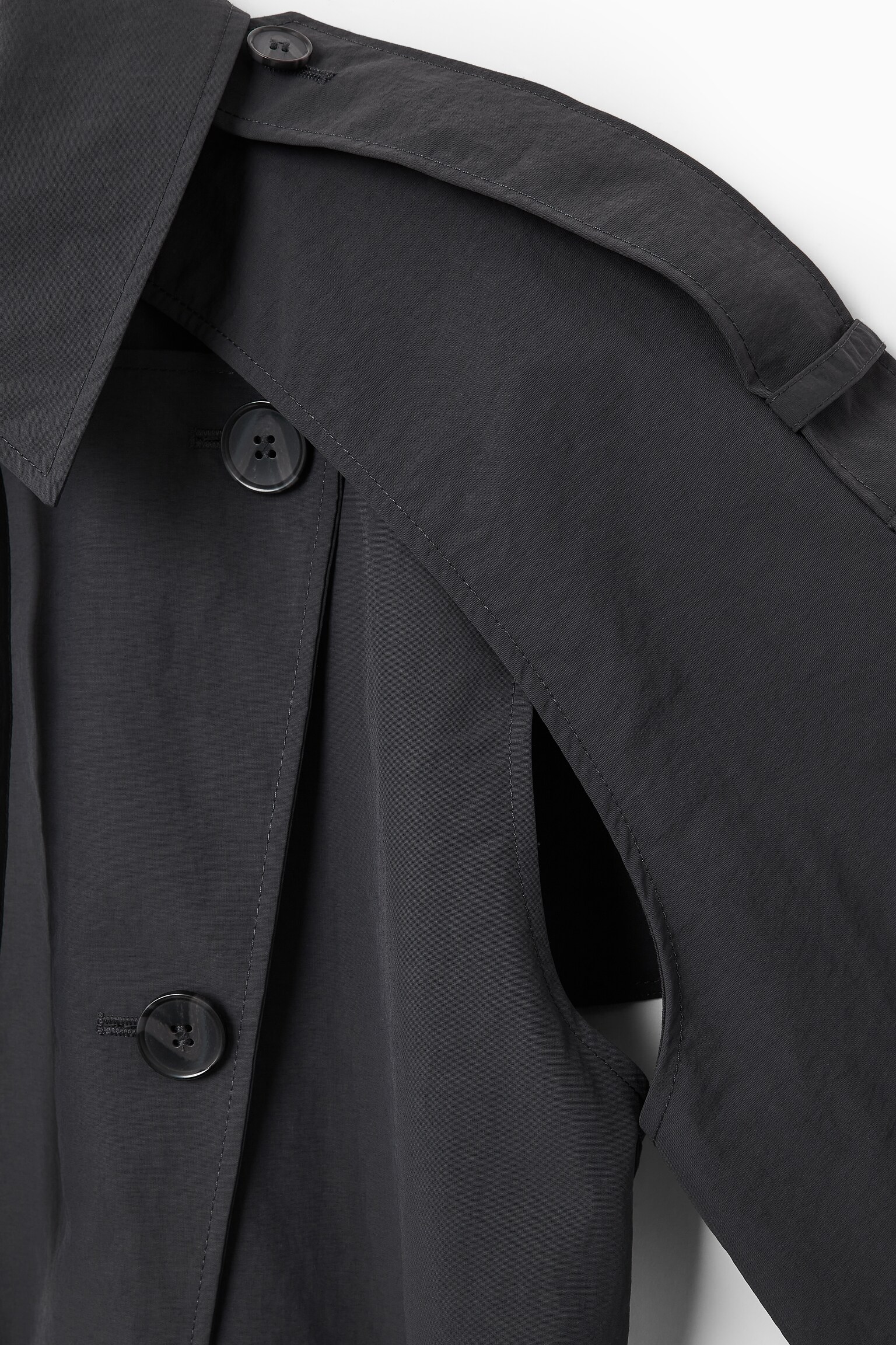 CONVERTIBLE NYLON TRENCH COAT - DARK GREY - 4