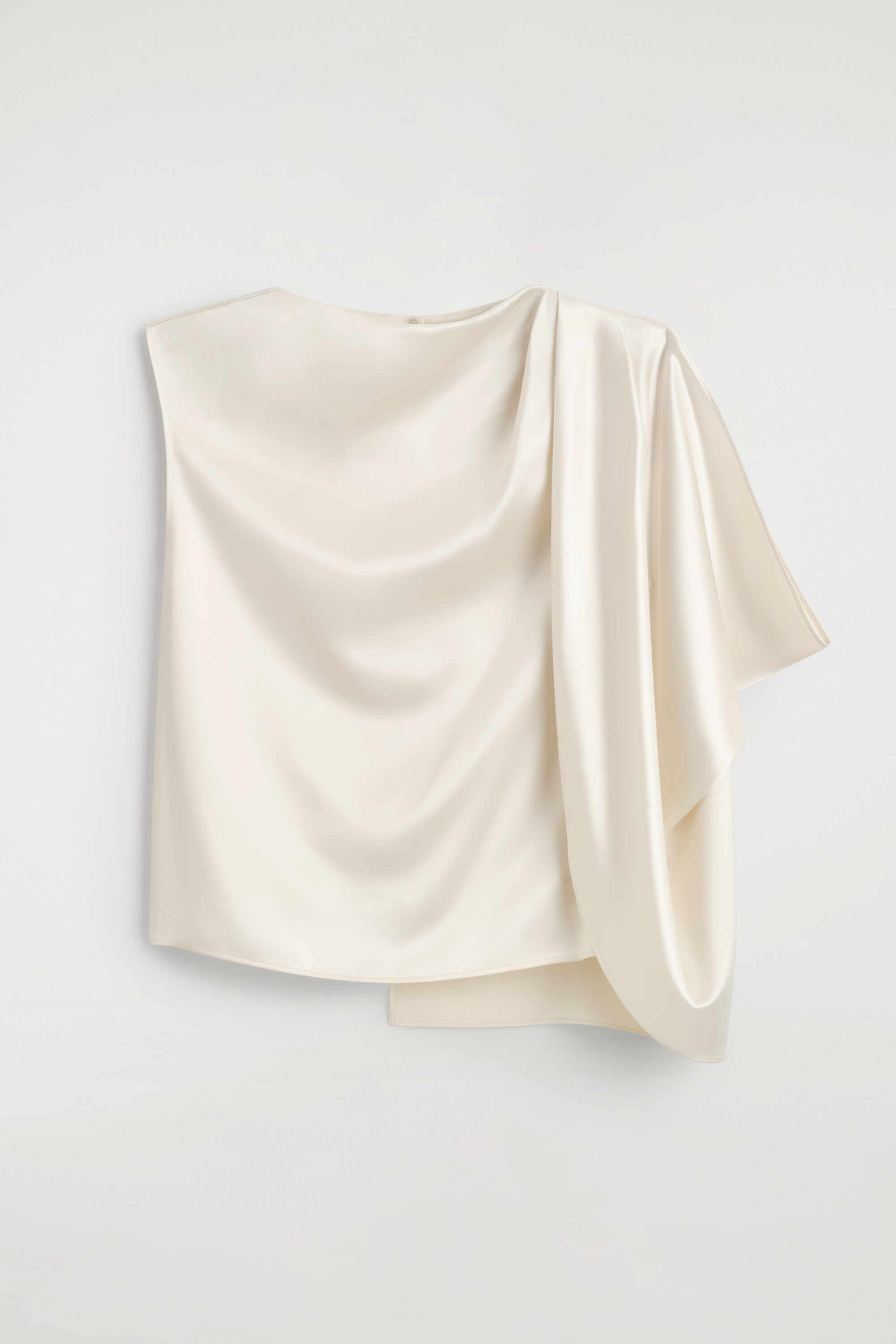 ASYMMETRIC DRAPED MATTE-SATIN TOP - OYSTER | COS DK