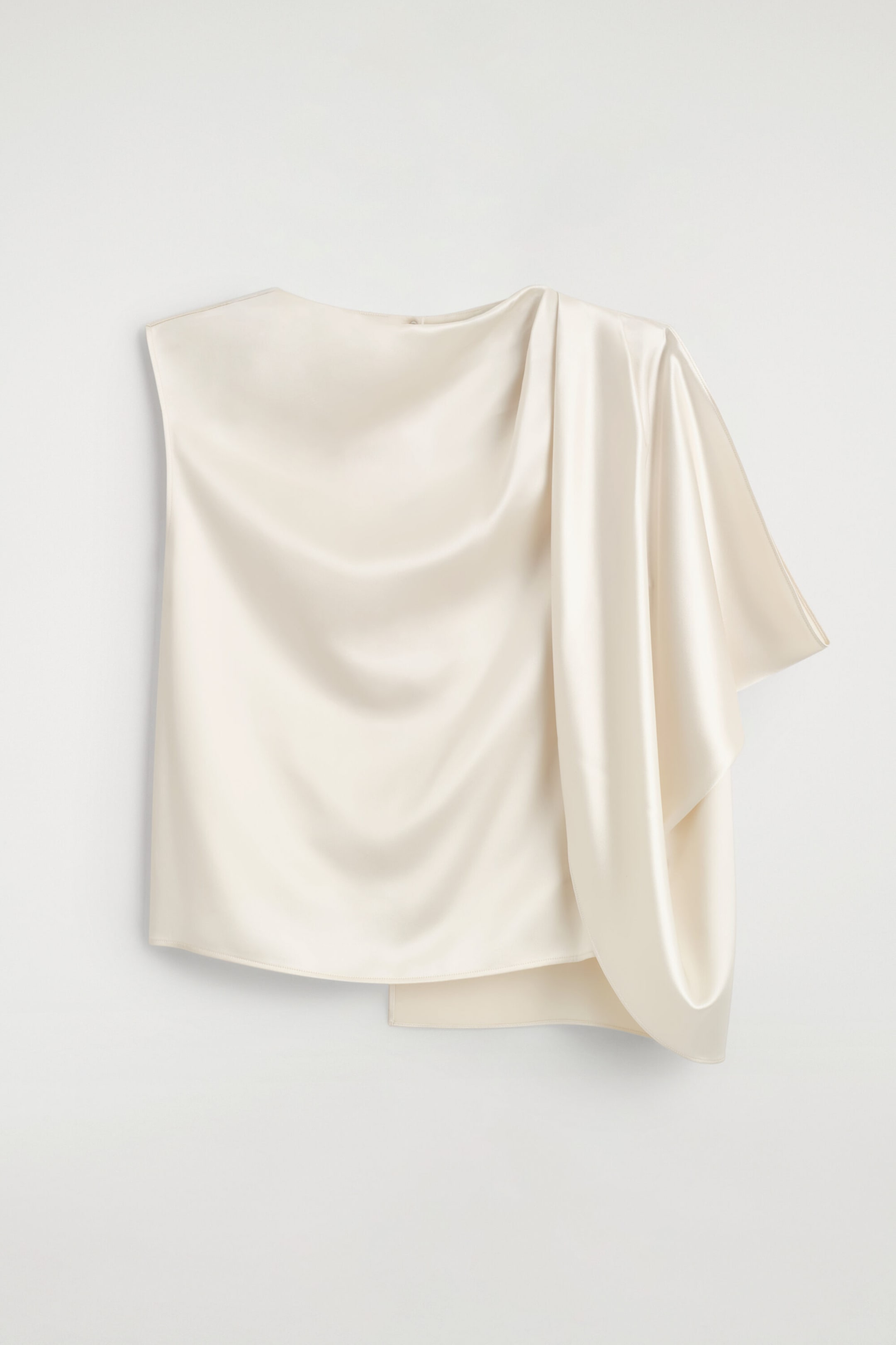 ASYMMETRIC DRAPED MATTE-SATIN TOP