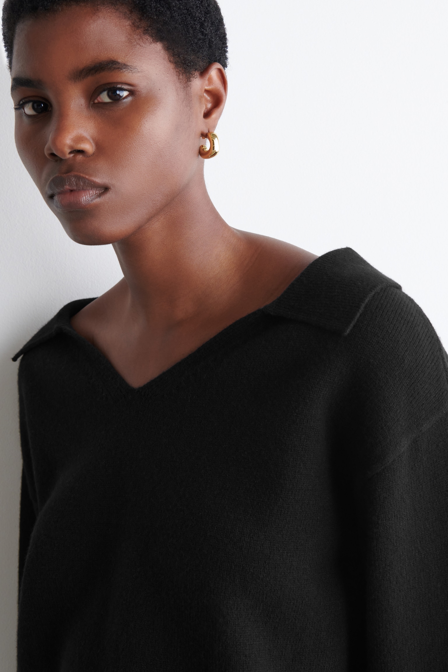 PULL POLO EN LAINE MÉRINOS - NOIR/IVOIRE/BEIGE CHINÉ - 3