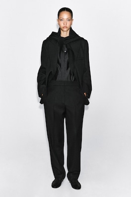 TAILORED WOOL STRAIGHT-LEG PANTS — CARBON 1