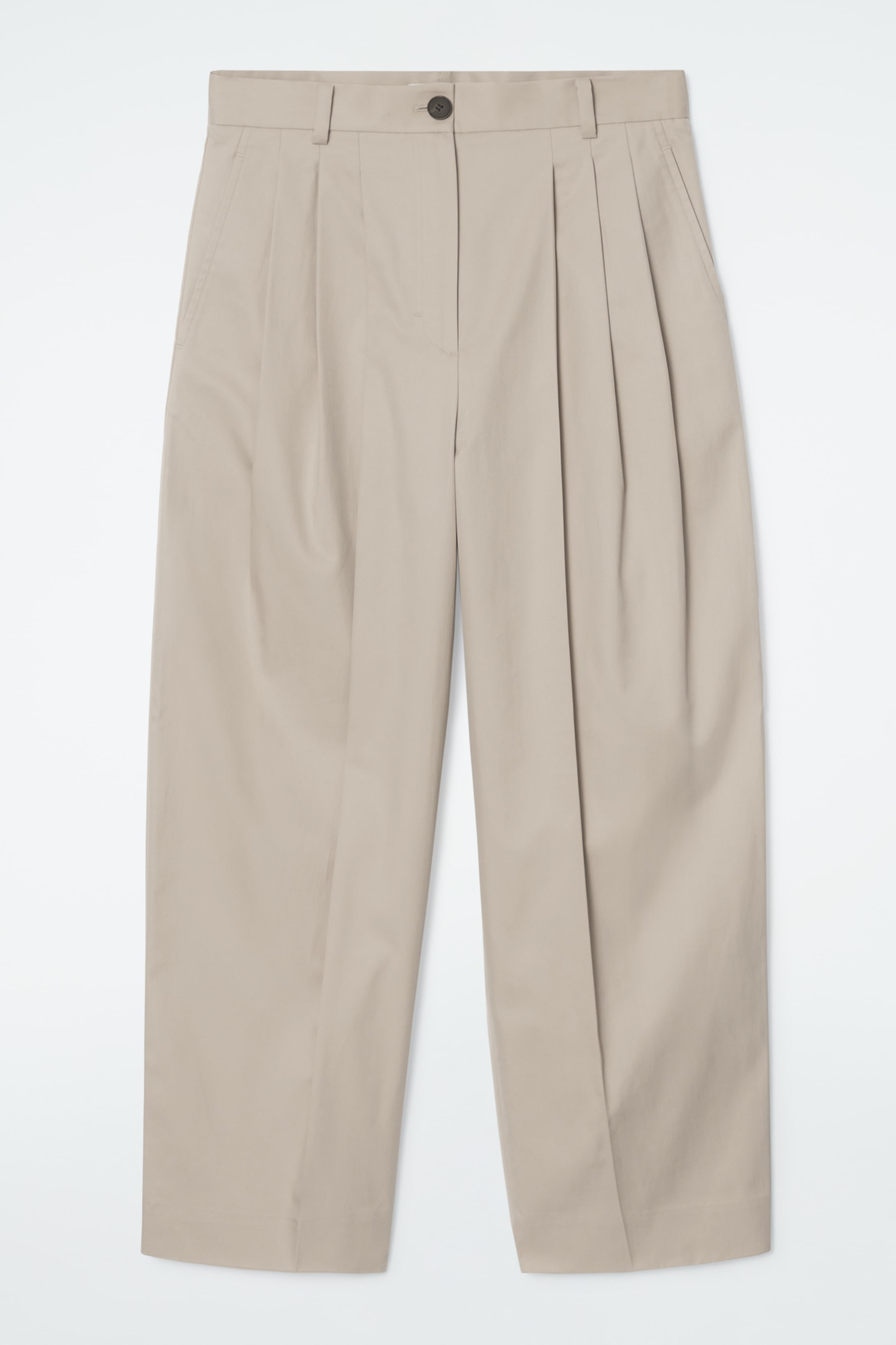 Agrandir l'image: PANTALON BARREL À PLIS EN COTON - BEIGE - FEMME | H&M CH 1