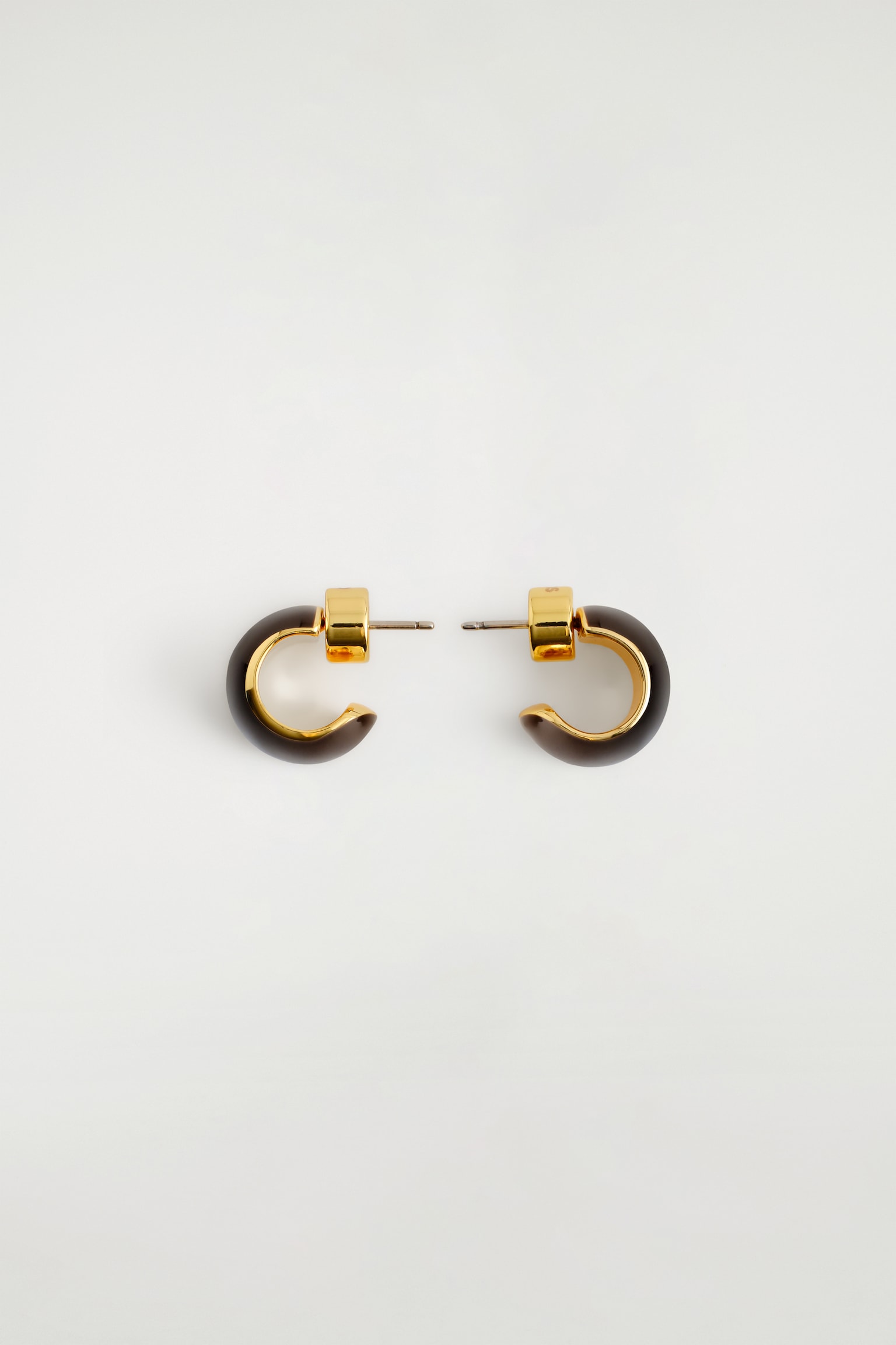HALF-HOOP EARRINGS - BROWN/GOLD - 2