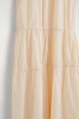 GATHERED TIERED COTTON MAXI DRESS — IVORY 5