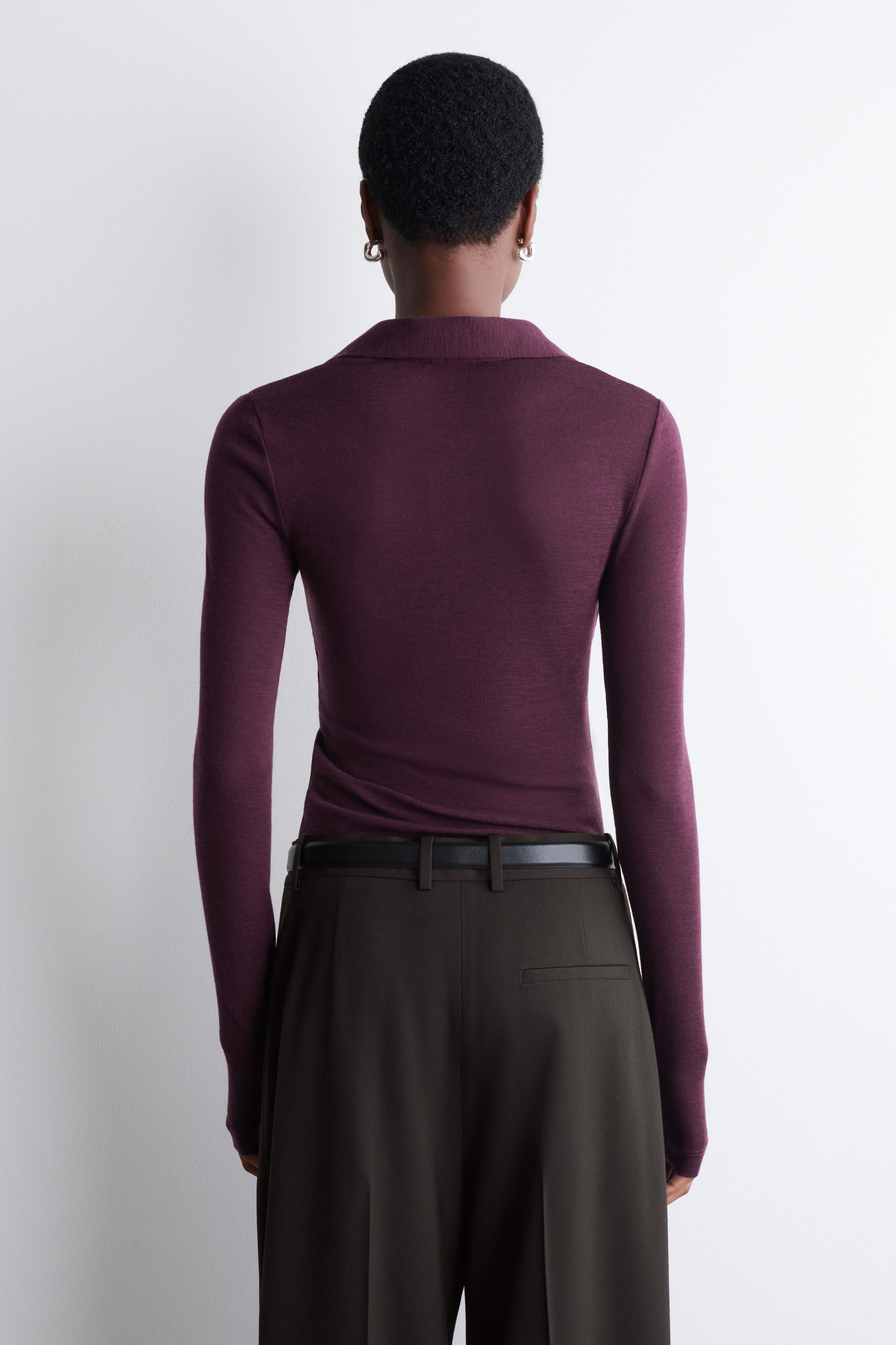 MERINO WOOL POLO SHIRT - BURGUNDY MÉLANGE | COS US