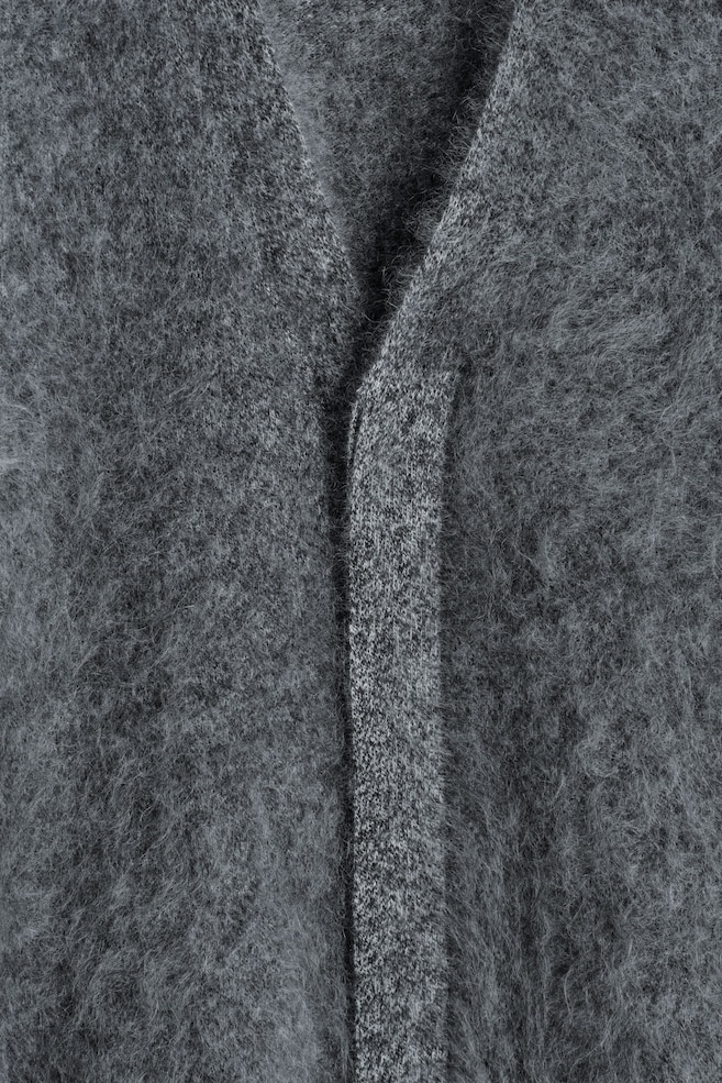 BRUSHED PURE CASHMERE V-NECK CARDIGAN — DARK GREY