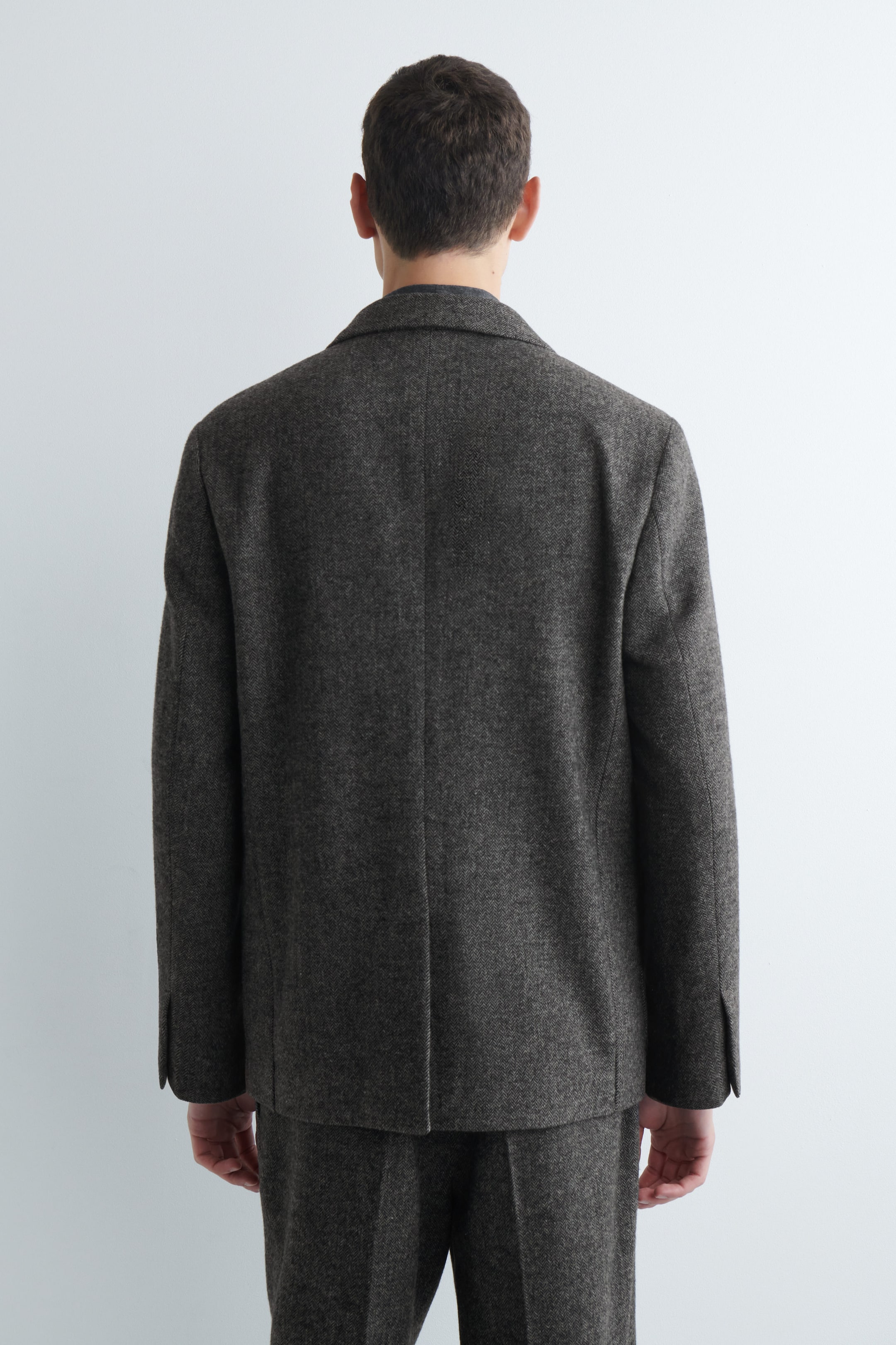 UNSTRUCTURED WOOL-HERRINGBONE BLAZER