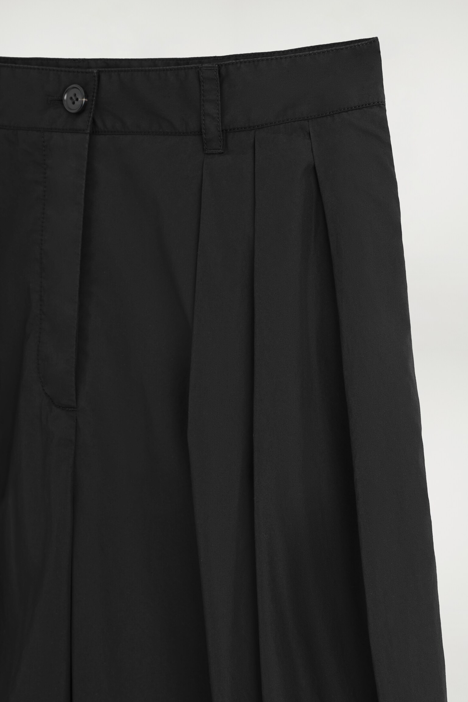 PANTALON LARGE À PLIS EN COTON - NOIR - 5