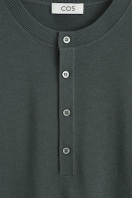 SLIM MERINO WOOL HENLEY TOP — DARK GRAY 6