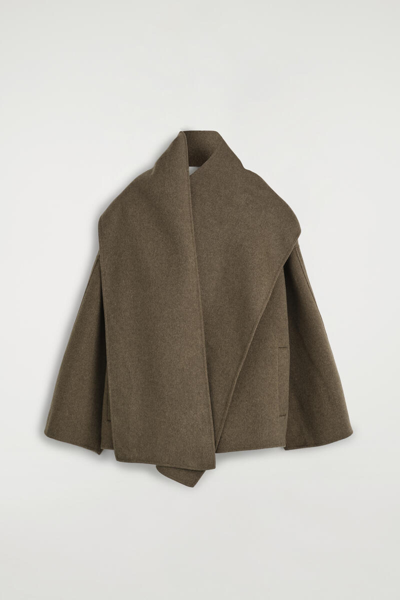 Cos Double-faced Wool-blend Scarf Jacket In Brown