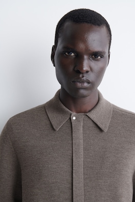 MERINO WOOL KNITTED JACKET — BROWN MÉLANGE 5