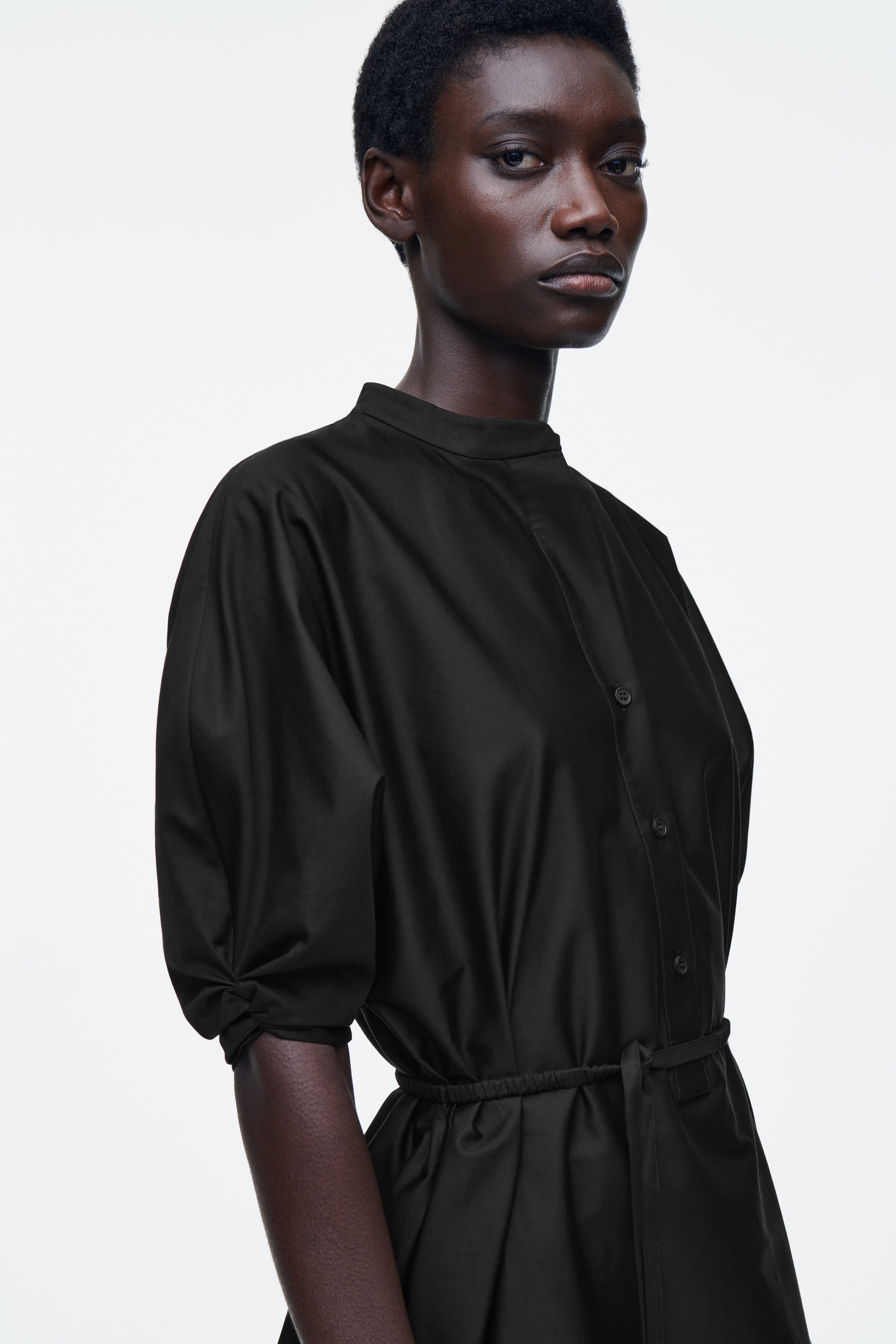 BELTED MIDI SHIRT DRESS - BLACK | COS