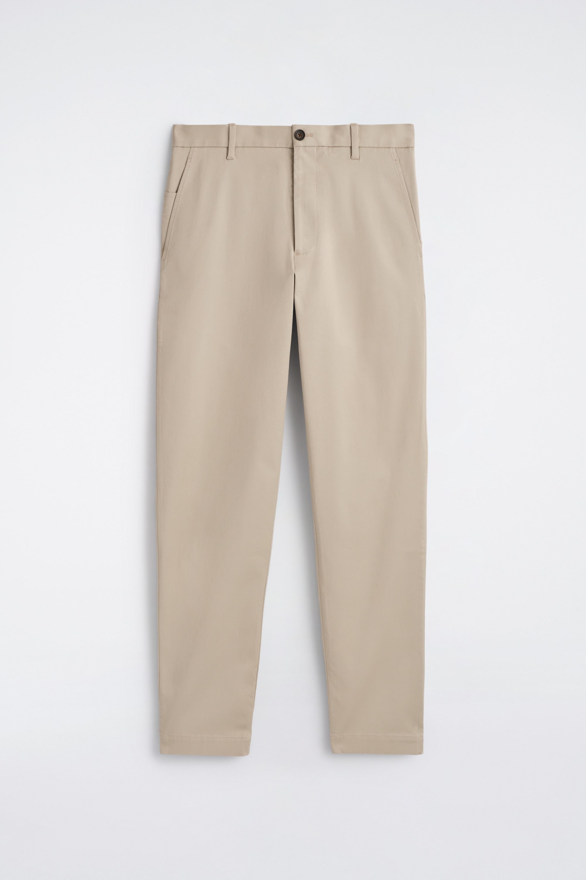 Slanke katoenen chino's met rechte pijpen - buinbeige/BRUIN