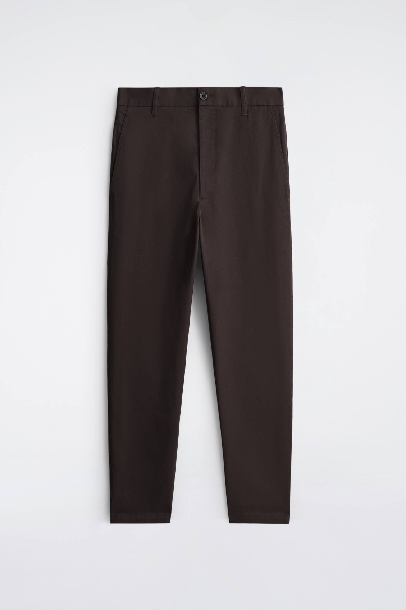 COTTON SLIM-FIT STRAIGHT-LEG CHINOS - חום/בז' - 2