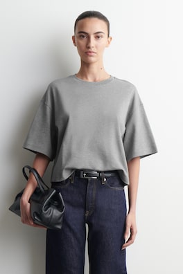 OVERSIZED BOXY COTTON T-SHIRT — GREY MÉLANGE 1
