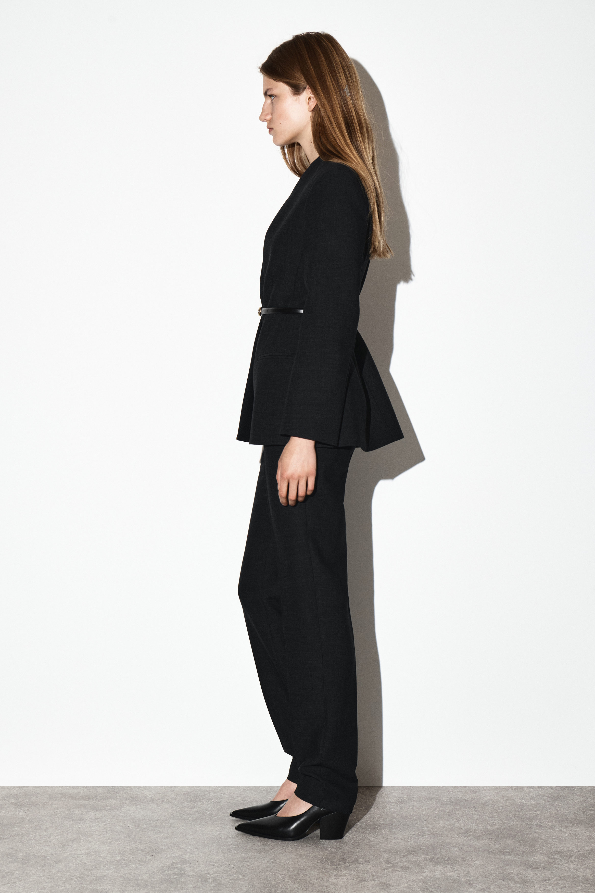 WAISTED COLLARLESS BLAZER - CHARCOAL | COS US