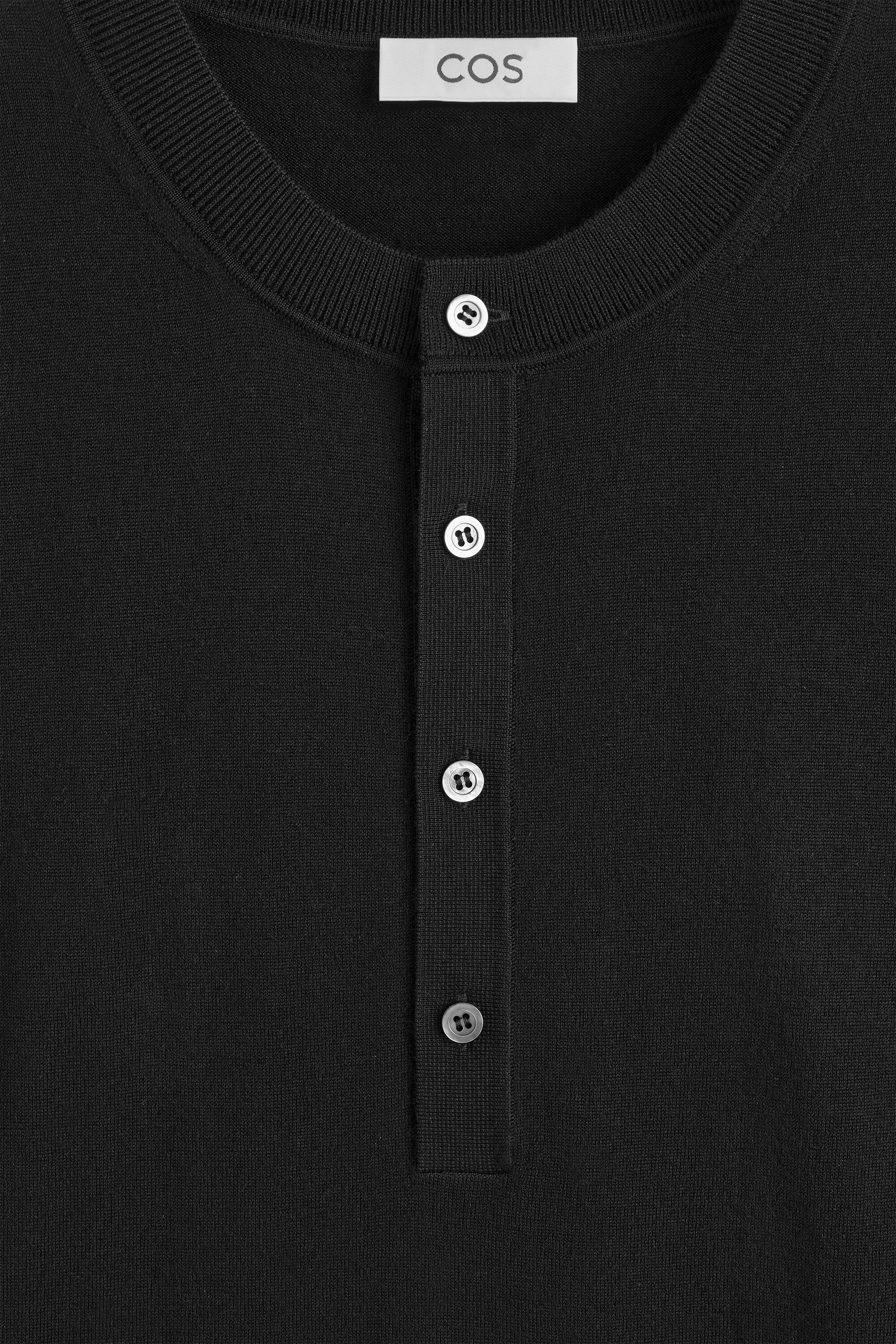 SLIM MERINO WOOL HENLEY TOP - BLACK | COS US