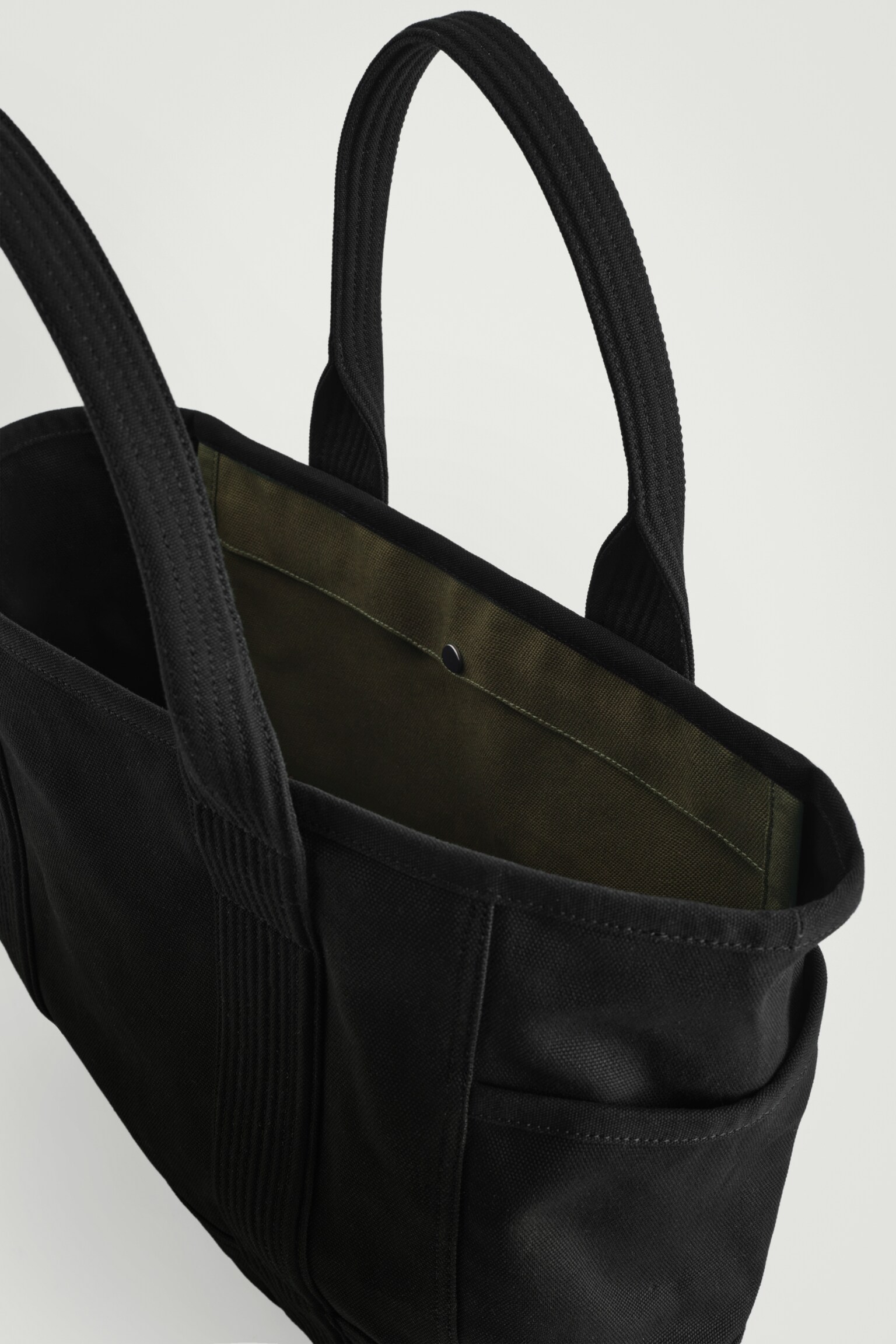 SAC CABAS OVERSIZE - TOILE - NOIR/KAKI - 5